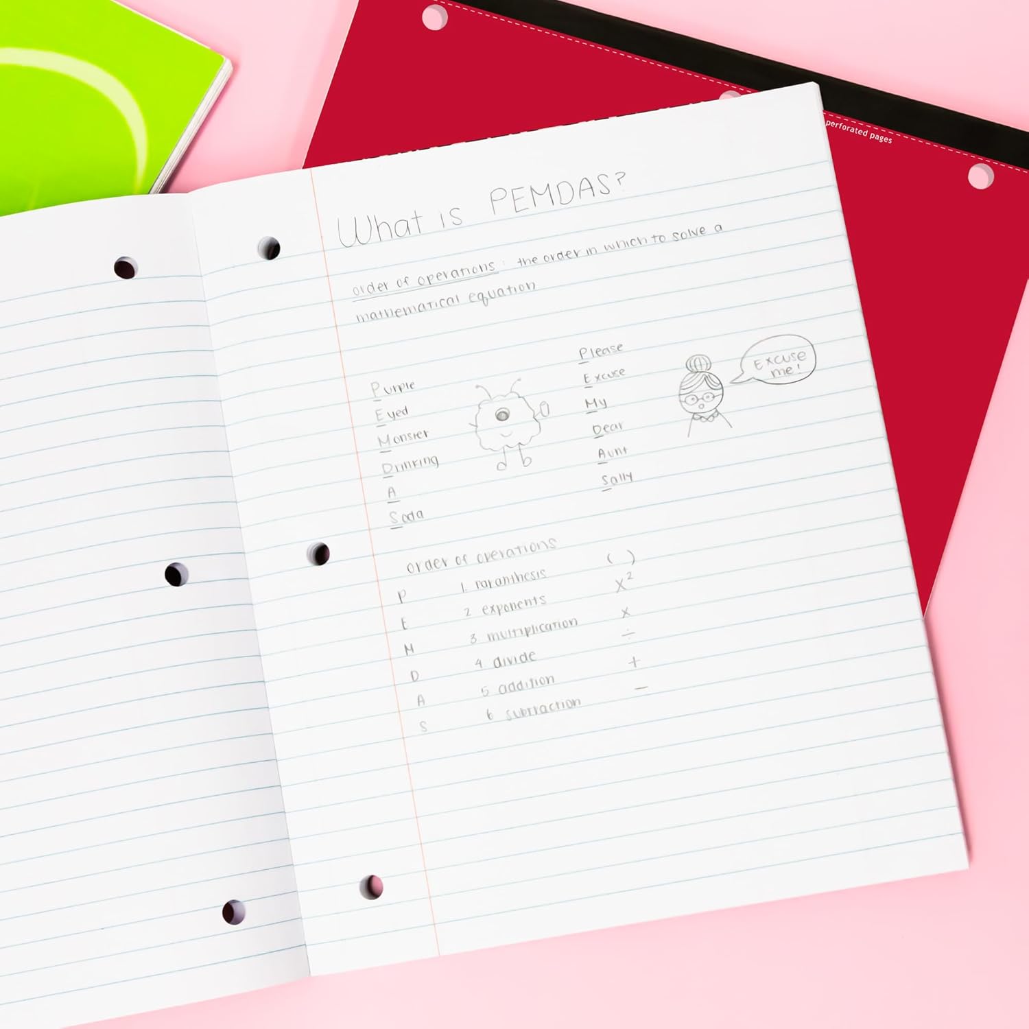 BAZIC PRODUCTS Wide Ruled 1-Subject Notebook, Non-Spiral Composition Style, Easy-Tear Wireless Pages, 3-Hole Punched, 80 Sheets, Assorted Colors, for School, Office & Home, 24-Pack