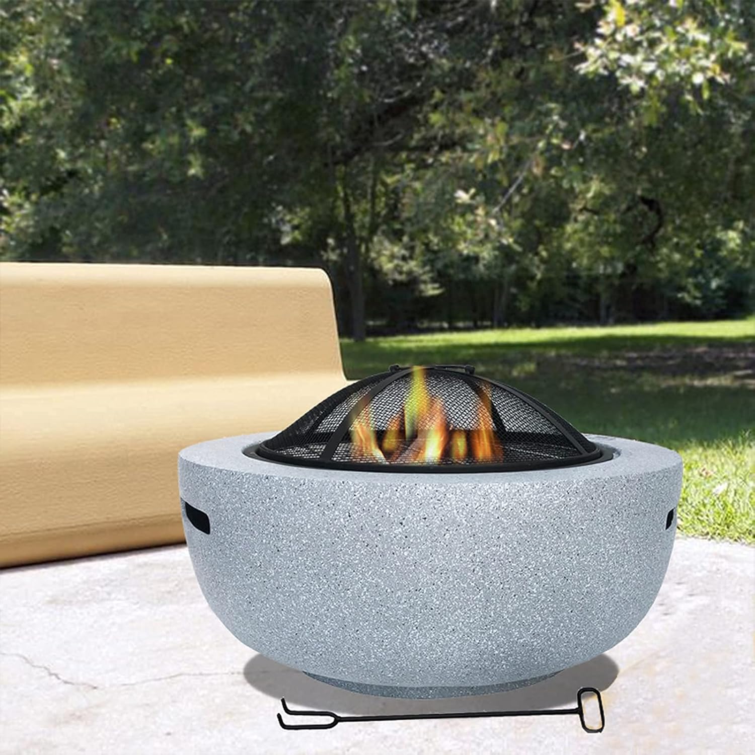 Backyard Patio Garden Fireplace Grill Bowl Outdoor Fire Pit Table Outdoor Heaters & Fire Pits with Grill Grate for Heating/Fire Bowls The Garden/Beach/Patio