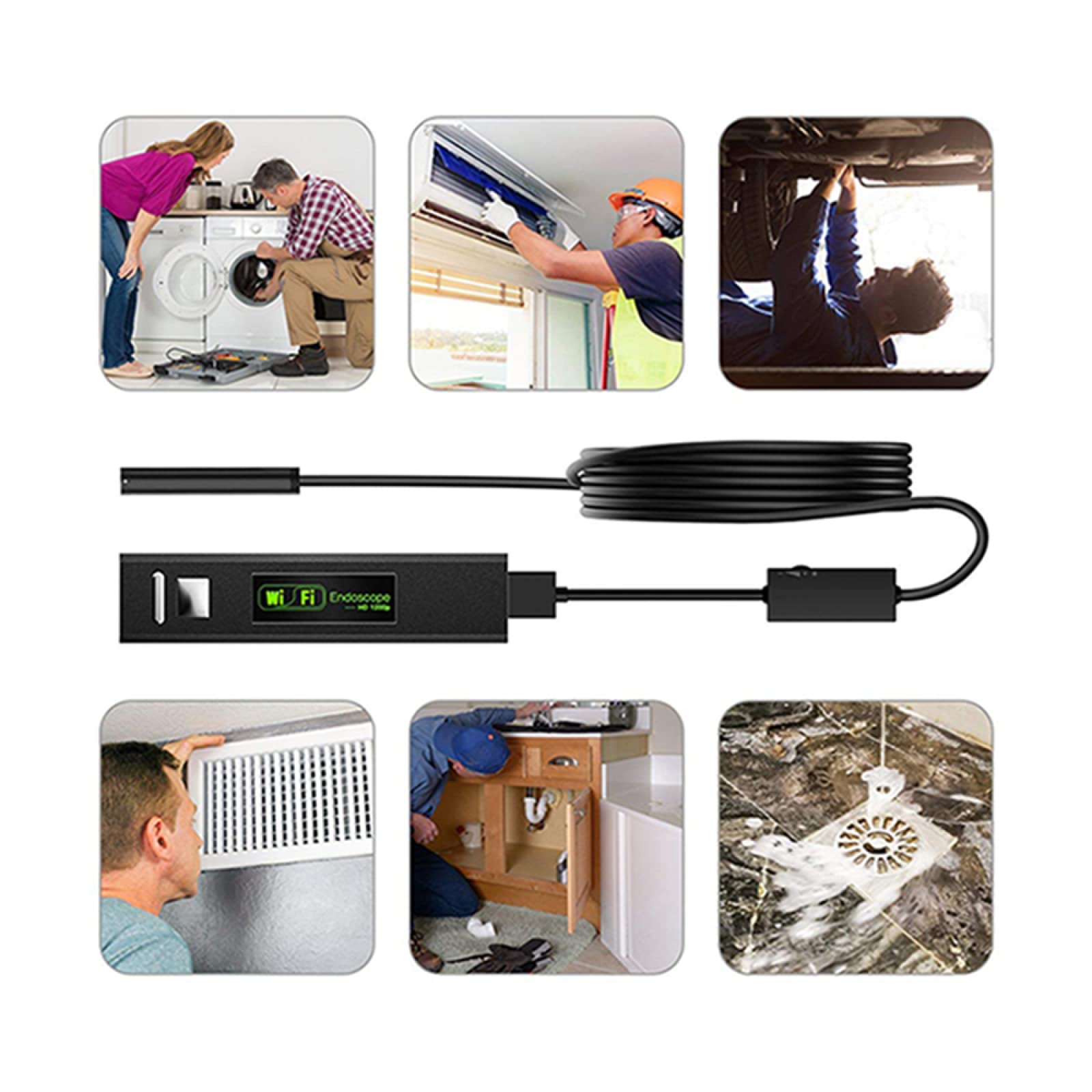 Amazon.co.jp: ワイヤレス 内視鏡 500万画素 超薄型 1200P HDカメラ