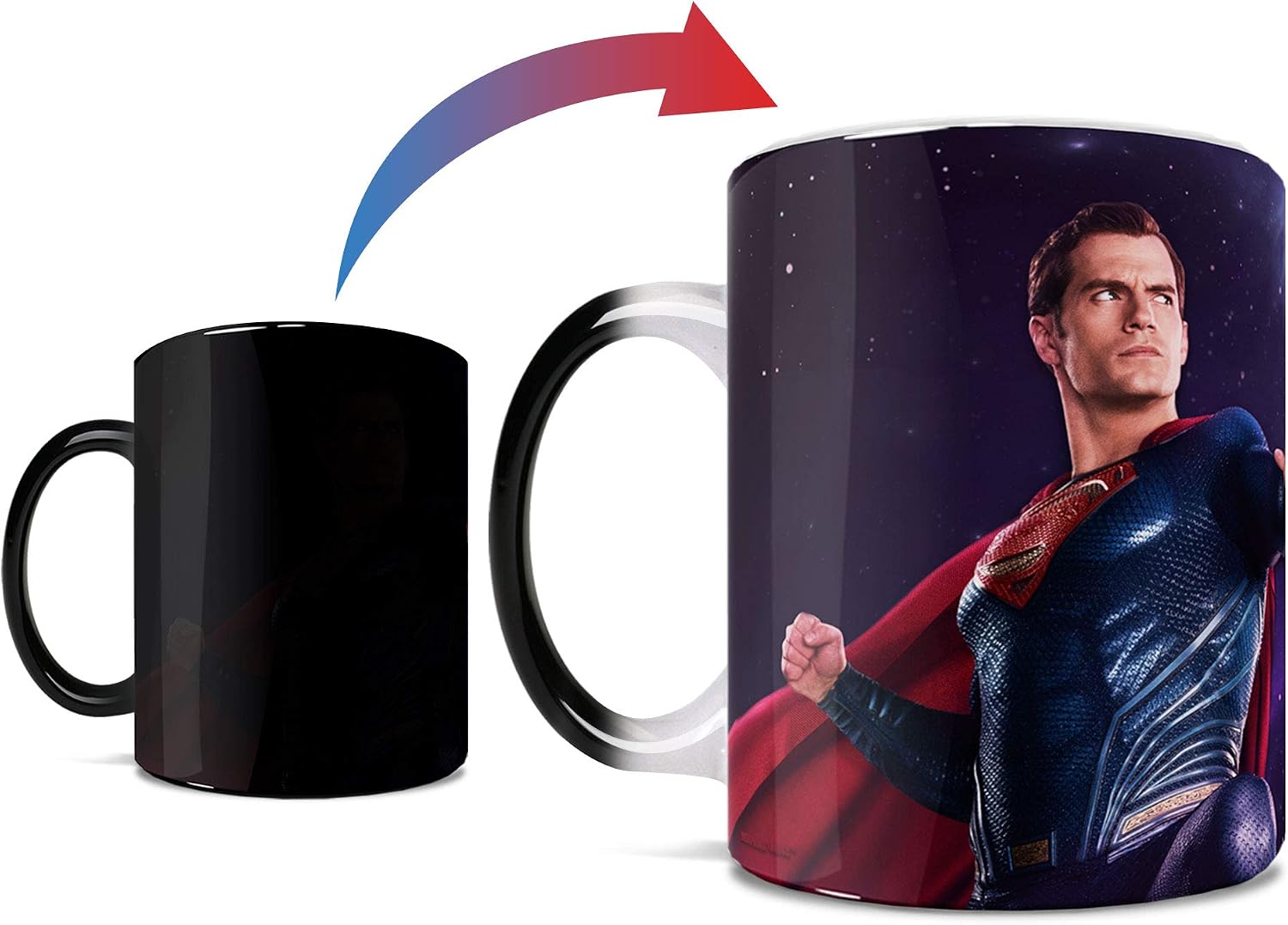 Morphing Mugs DC Comics - Superman Logo - Justice League - One 11 oz Color Changing Heat Sensitive Ceramic Mug – Image Revealed When HOT Liquid Is Added!