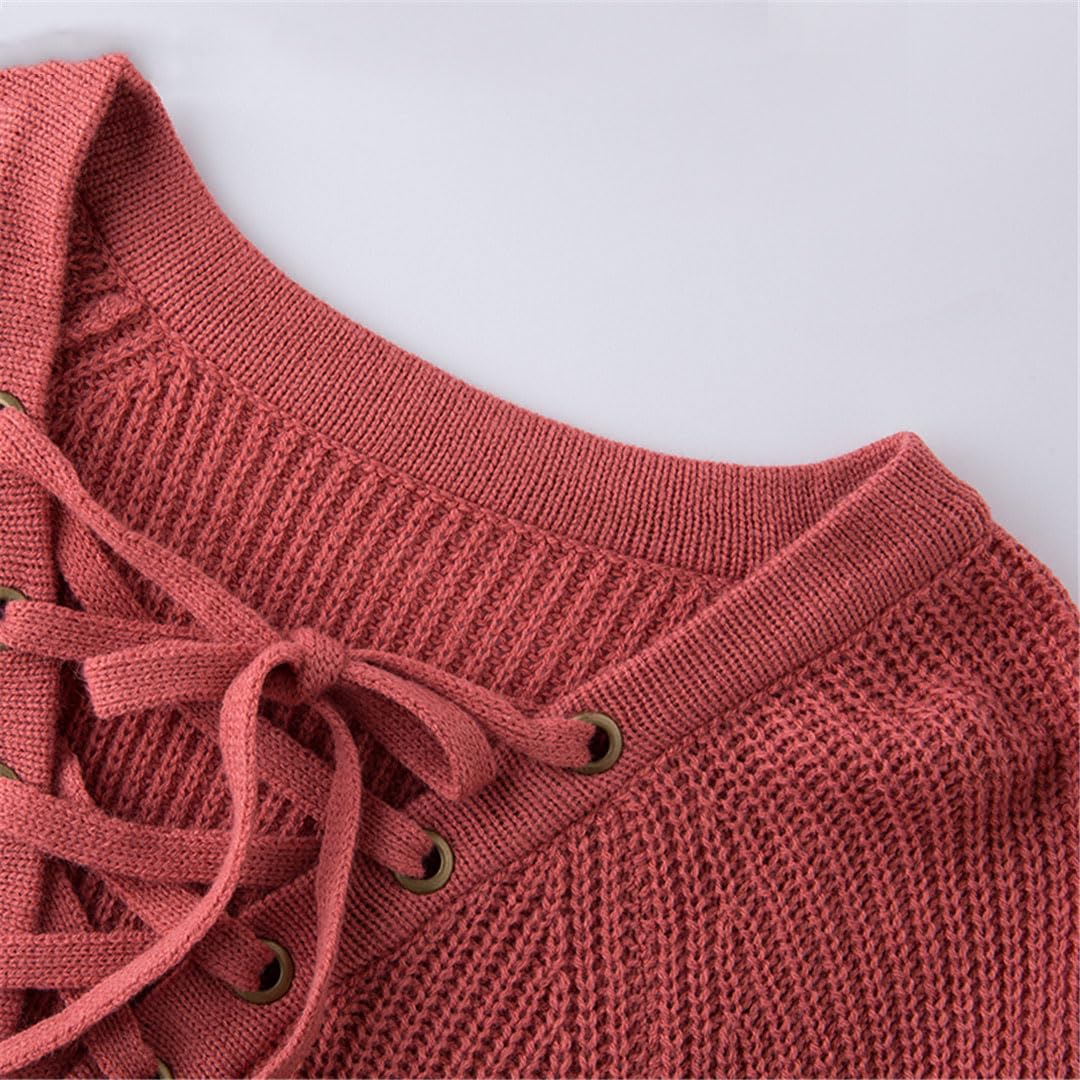 Vogrtcc Maglione invernale da donna a maniche lunghe lavorato a maglia