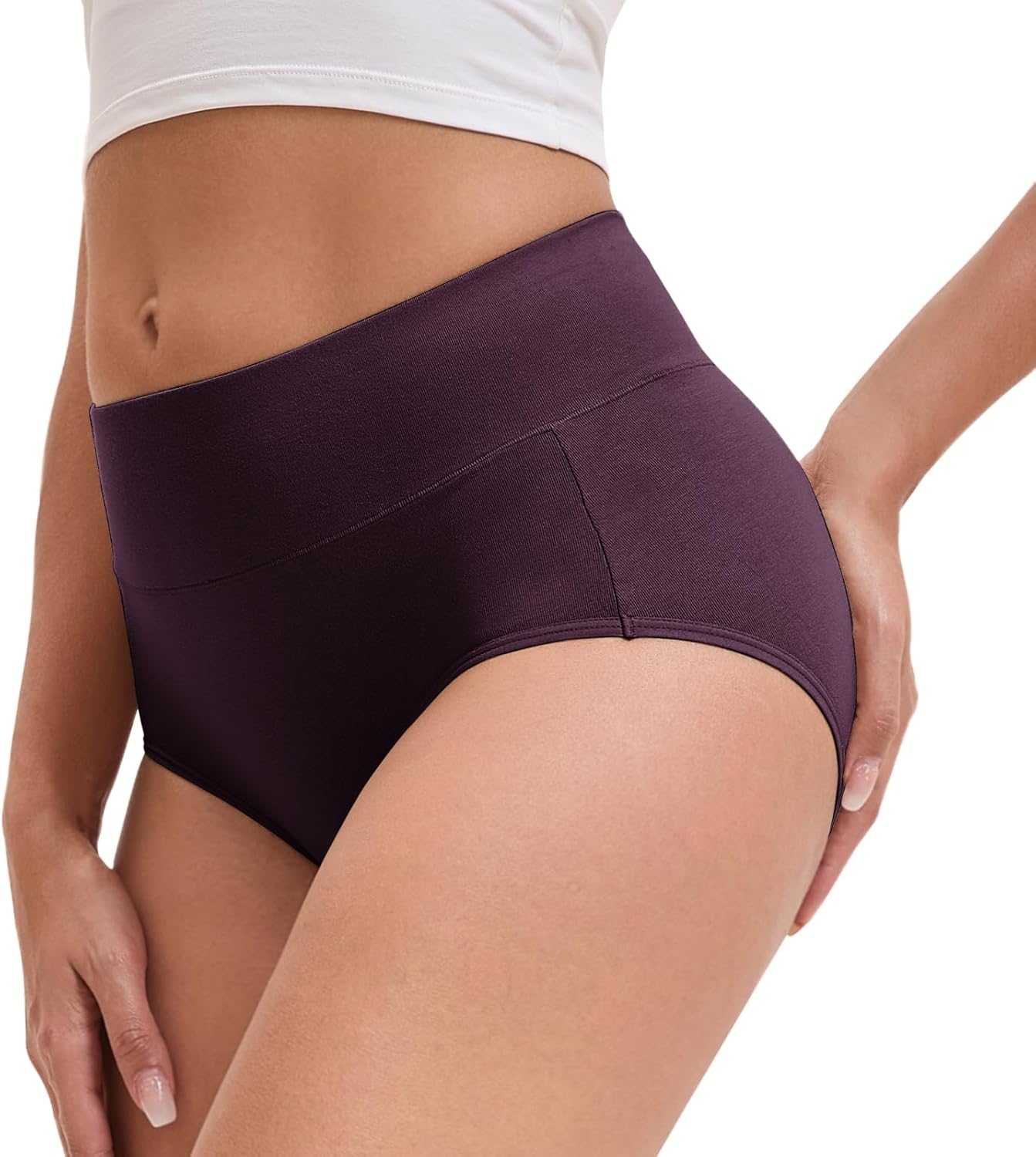Women's Cotton Underwear High Waisted Briefs Stretch Full Coverage Panties - Image 4