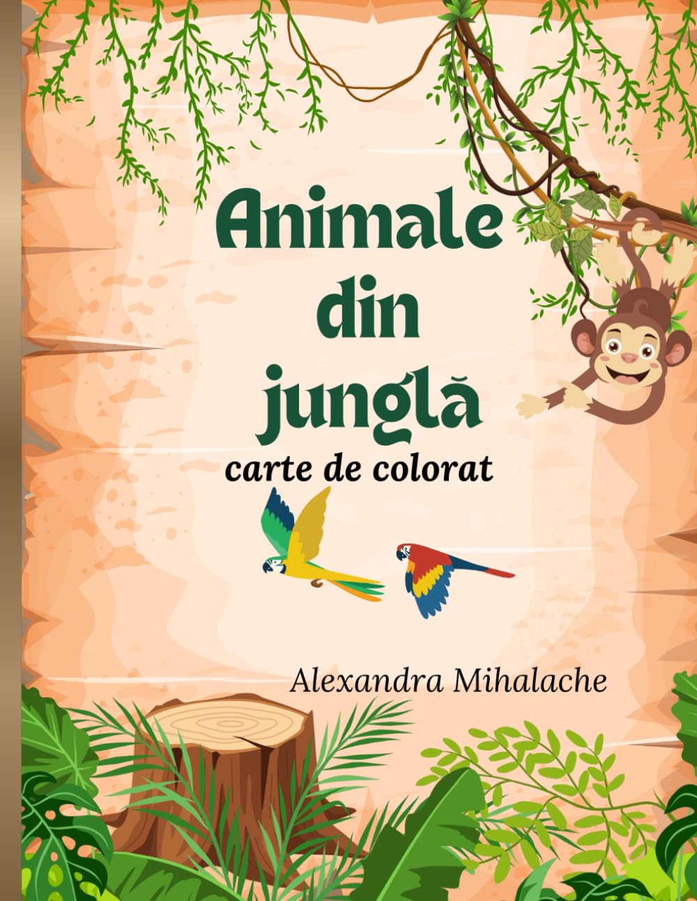 Animale din junglă: carte de colorat