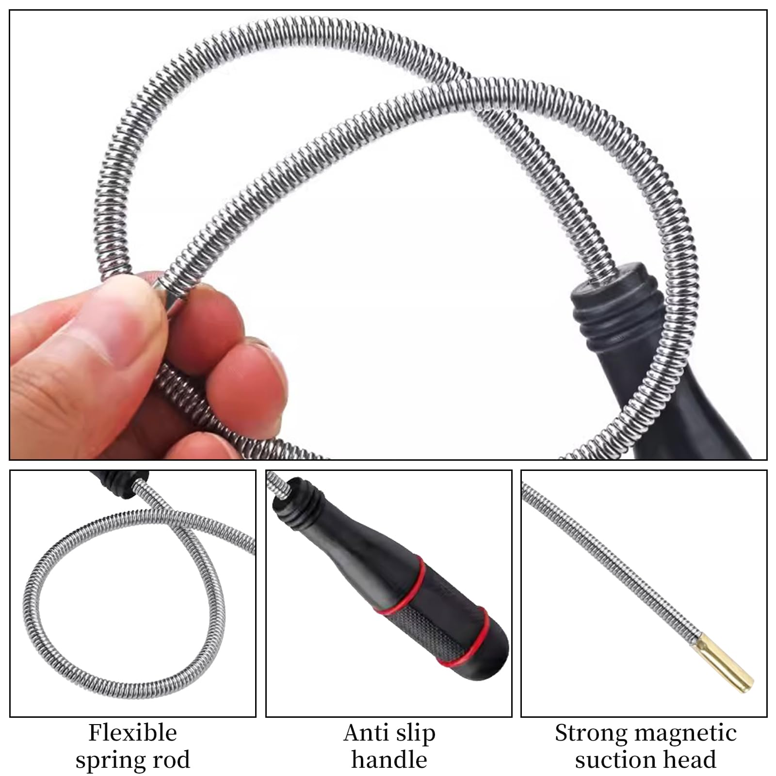 Recogedor magnético flexible,Herramientas de Recogida Iman Flexible,Iman Flexible, Herramienta de Garra Magnética,Recogedor Magnético Para Recoger Piezas para Buscador de Piezas (6mm)