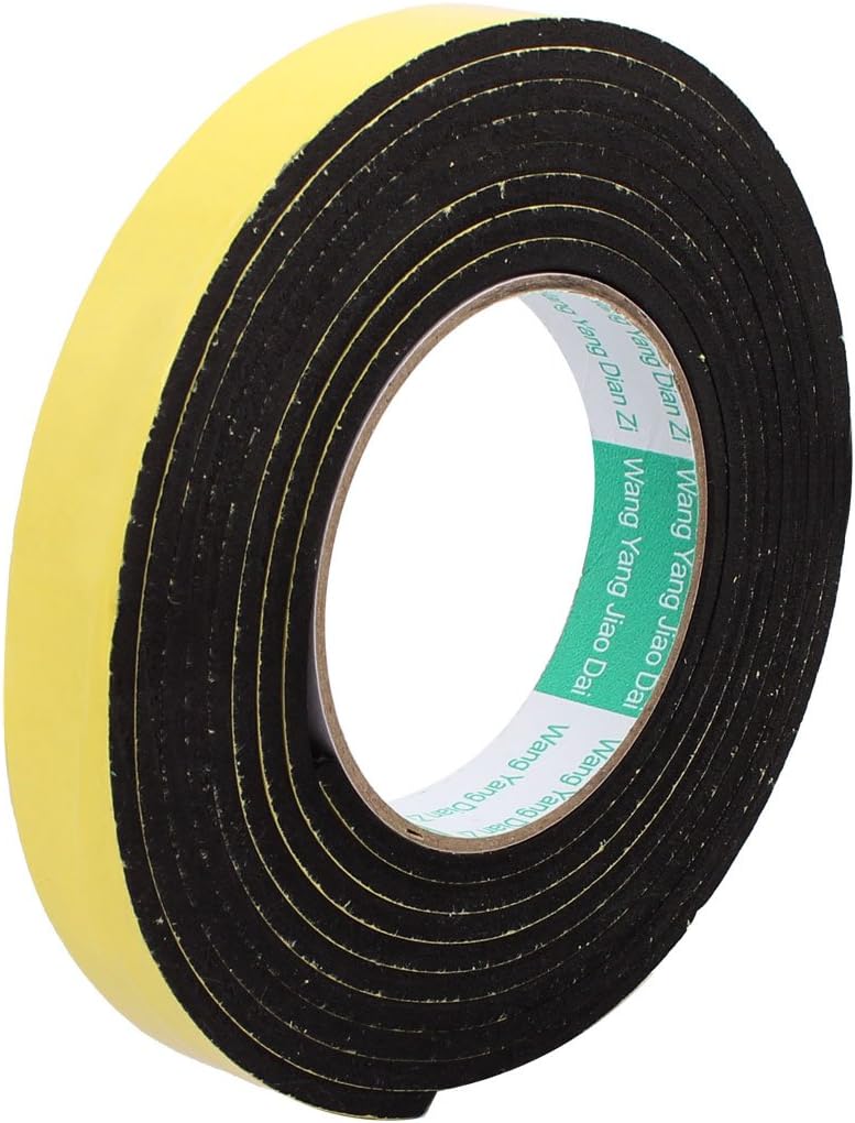 uxcell Sealing Foam Tape 20mm Wide 4mm Thick 3 M/9.84ft Long, Self Adhesive Weather Strip for Window Door Insulation, Yellow Black