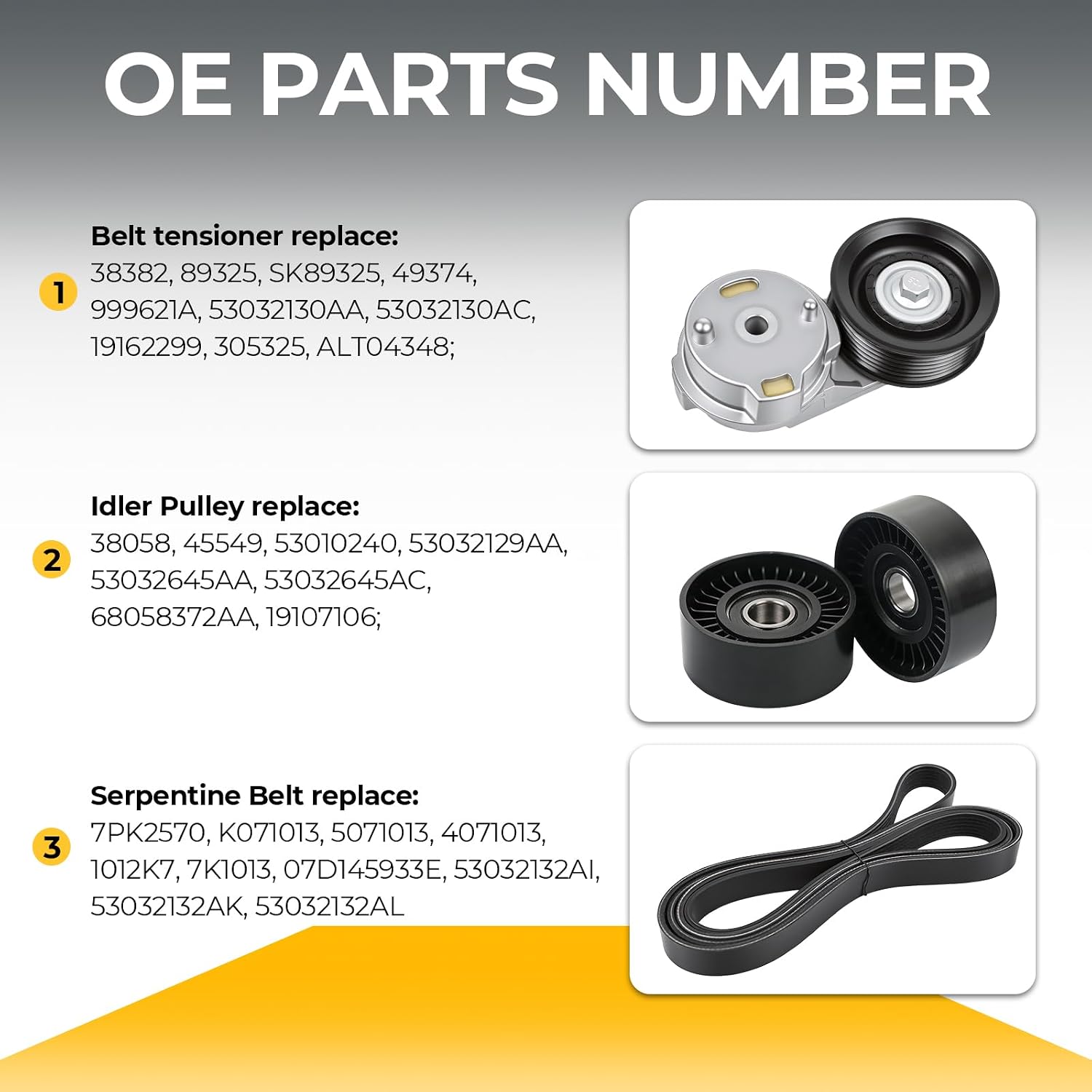 Drive Belt Tensioner Pulley and Serpentine Belt Assembly Kit Compatible with Dodge Ram 2003-2008 1500/2500/3500 5.7L V8 - Replace# 53032130AA 53032130AC 38058 7PK2570