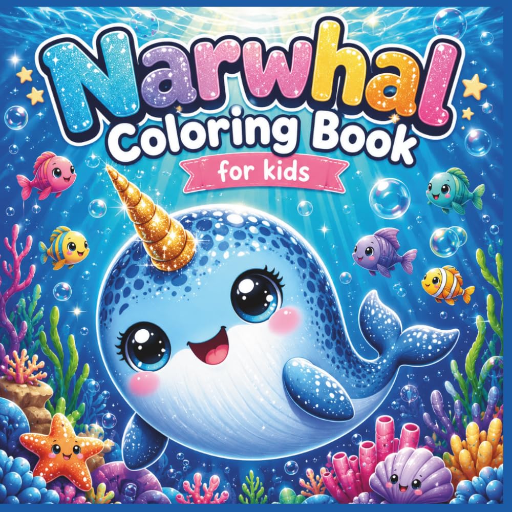 Narwhal Coloring book for kids: +50 Bold & Easy Unicorn of the Sea Coloring Pages for Boys and Girls Ages 3-7 | Cute Narwhal Ocean Adventure with Fun Facts