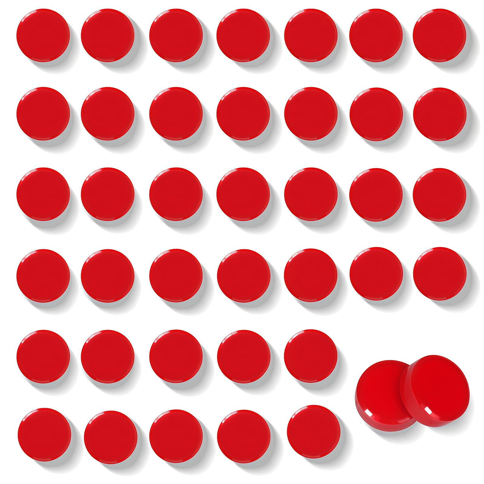 QOJOPU Fridge Magnets, 40PCS Strong Red Round Mini Magnets for Adults - Small Heavy Duty Magnets for Whiteboard, Crafts, Notice Board, Office, Classroom - Cute Decorative Magnetic Dots for Home School
