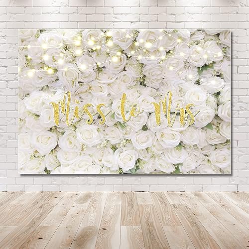 Miniatura 6 de MEHOFOND Telón de fondo de 8 x 6 pies para despedida de soltera, decoración de pared floral blanca, boda, novia, compromiso, fotografía, fondo,