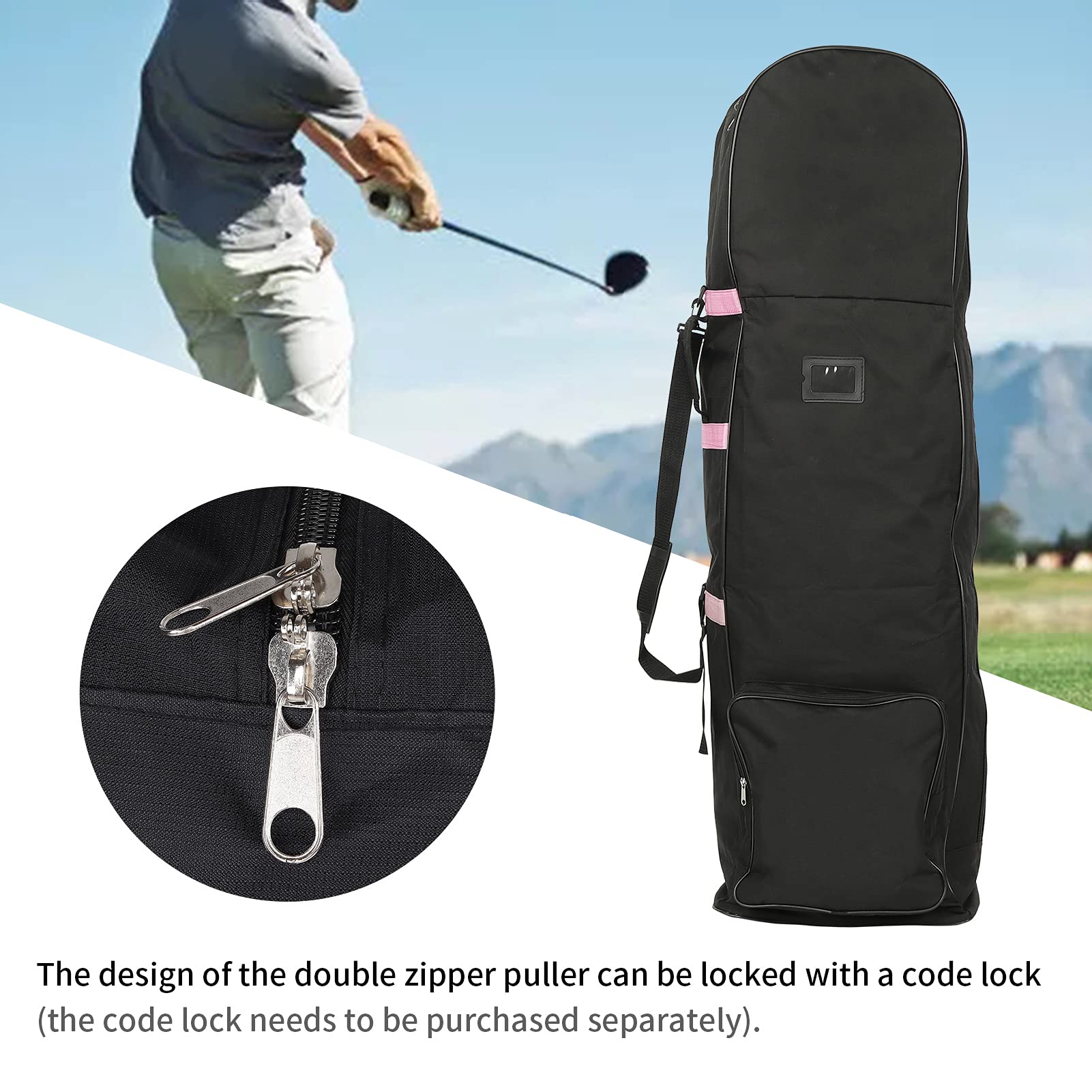 Sac de Voyage de Golf Pliable 600D Oxford avec Roulettes Rose