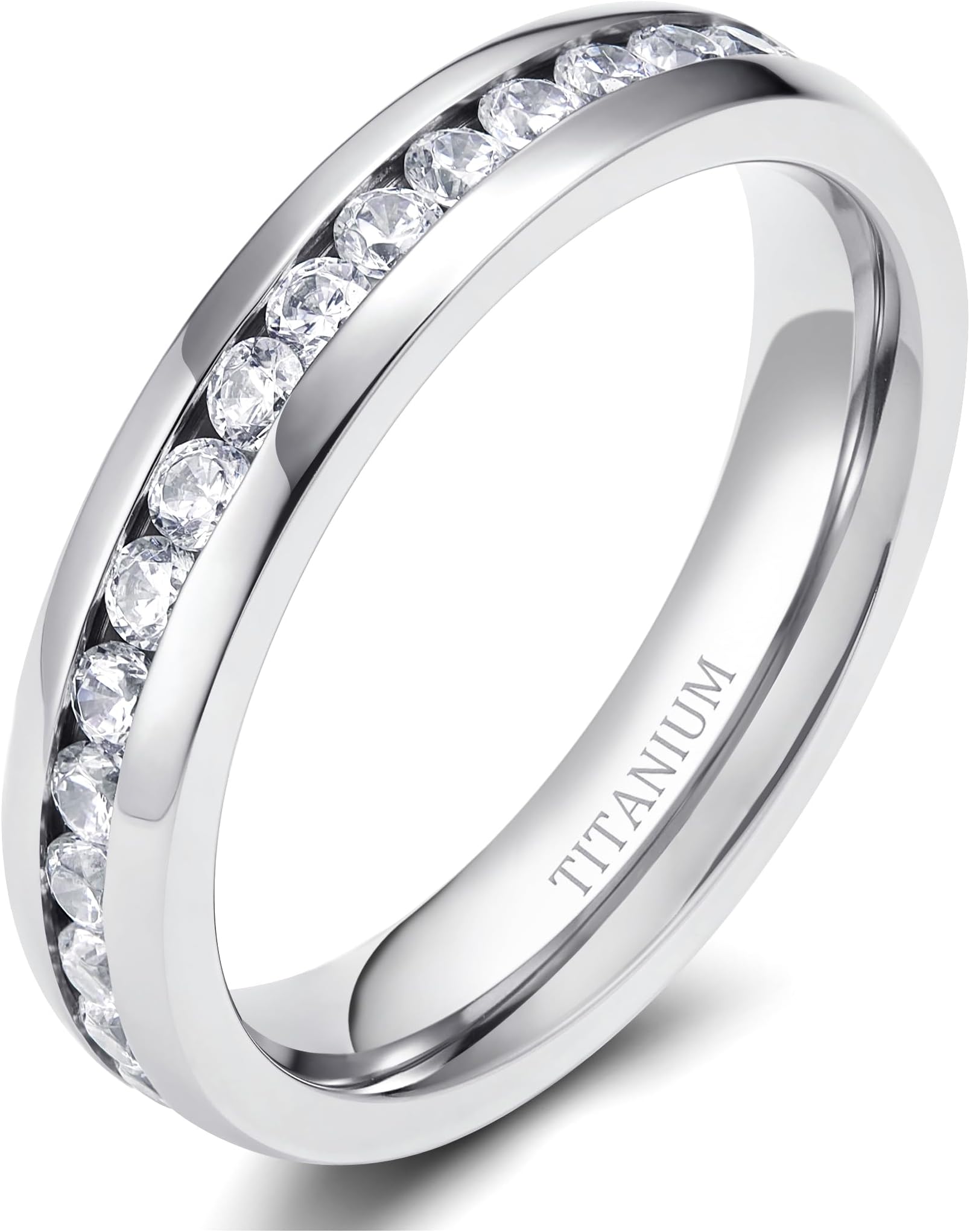 2.5mm 4mm 5mm 6mm Titanium Ring Cubic Zirconia Engagement Ring Wedding Band Size 3 to 13.5