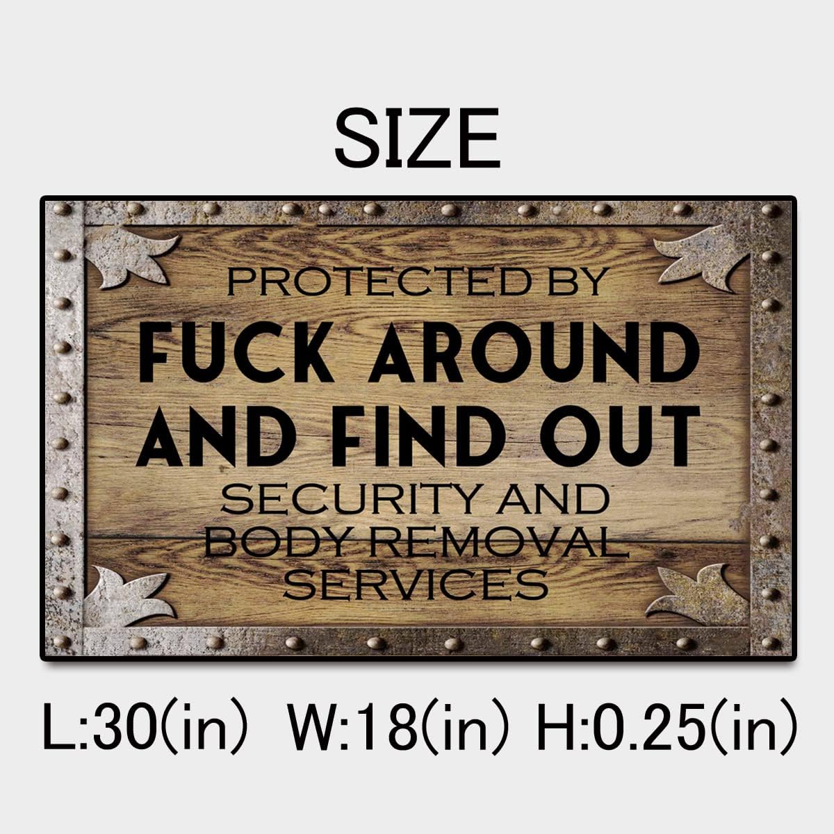 Protected by Fuck Around and Find Out Security and Body Removal Services Indoor Front Door Mat for Front Door Inside, Welcome Mats Outdoor Funny Door Mats Outdoor Welcome Mats 30"X18"