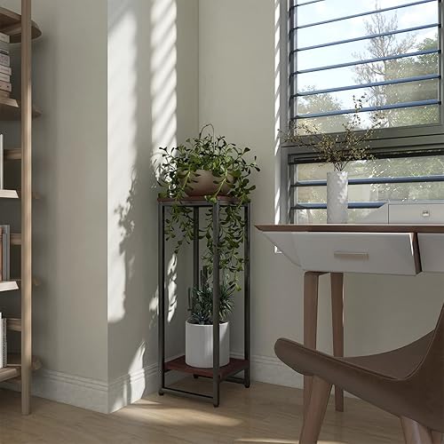 Miniatura 3 de Soportes para plantas de 30 pulgadas de alto para interiores, soporte alto de metal para plantas individuales, soportes de pedestal de 2 niveles,