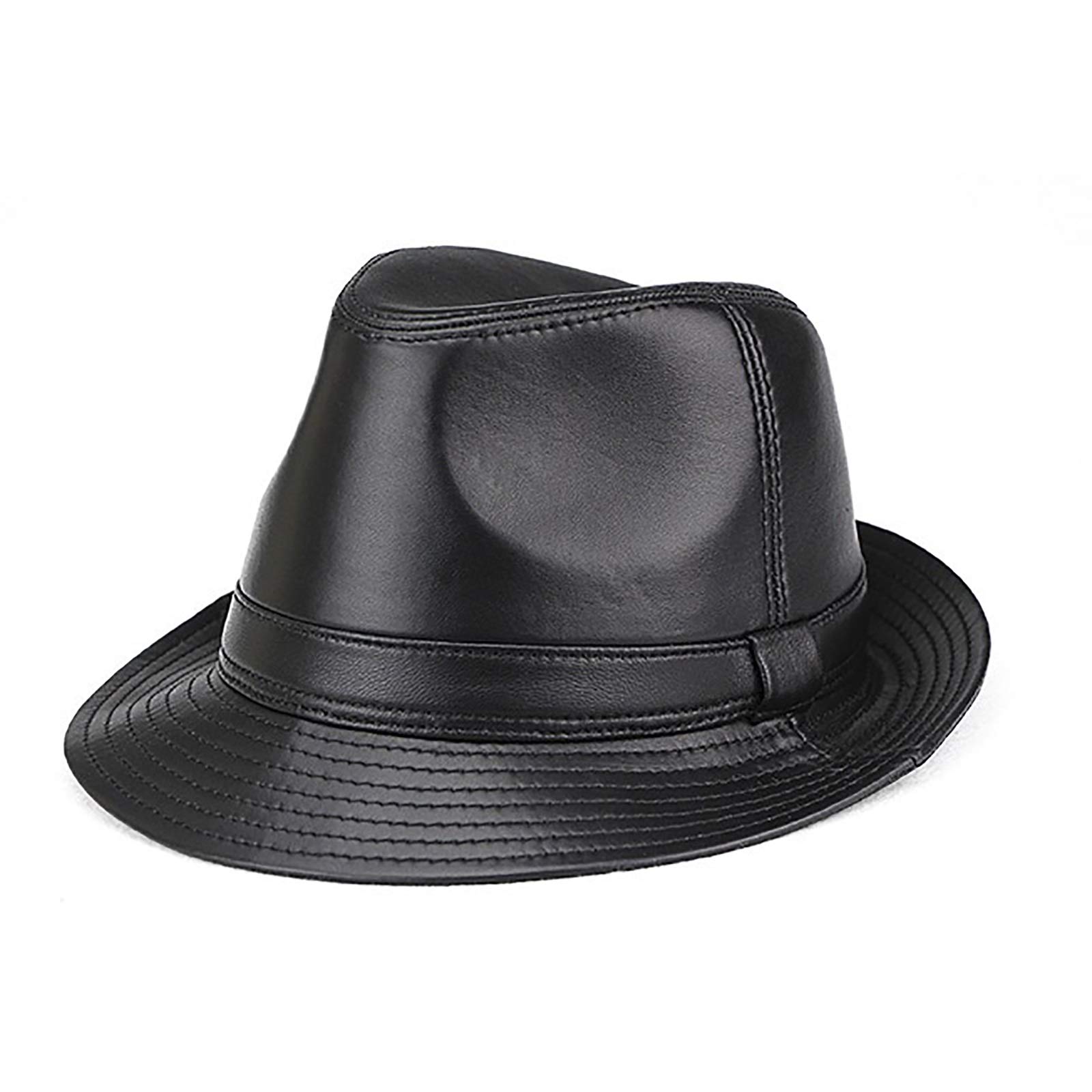 Cappello Classico Uomo In Finta Pelle – Trilby Fedora Panama Jazz Bowler – Unica Misura