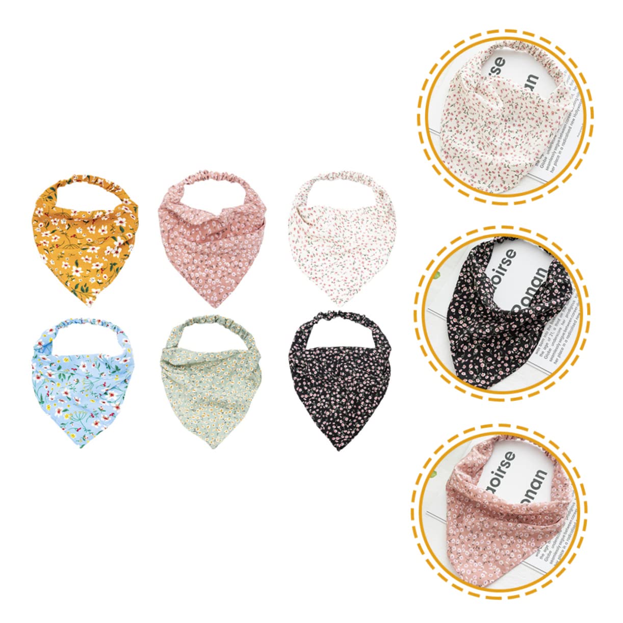 FRCOLOR 30 Piezas Bufanda Triangular Turbantes Para Mujeres Bufanda De Cabeza De Diadema Con Pañuelo Floral Para El Pelo Damas Diademas Hijab De Gasa Pañuelo Para El Pelo Tela