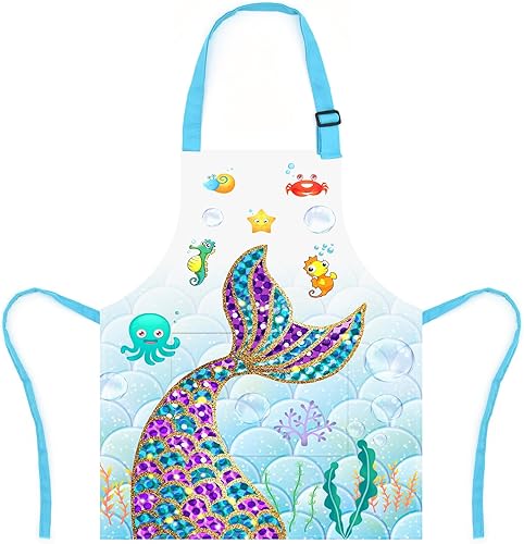 Delantal de Dinosaurio para Niños Varones con Bolsillo, Delantales de Unicornio para Niñas para Cocinar, Pintar, Delantal de Cocina para Niños de 3