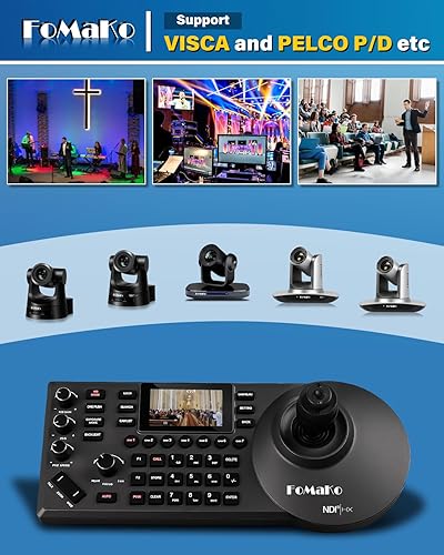 Miniatura 8 de FoMaKo PTZ Camera, 30x Optical Zoom AI Auto-Tracking Gen 3, PoE HDMI Bundle PTZ for Church Worship, NDI PTZ Controller