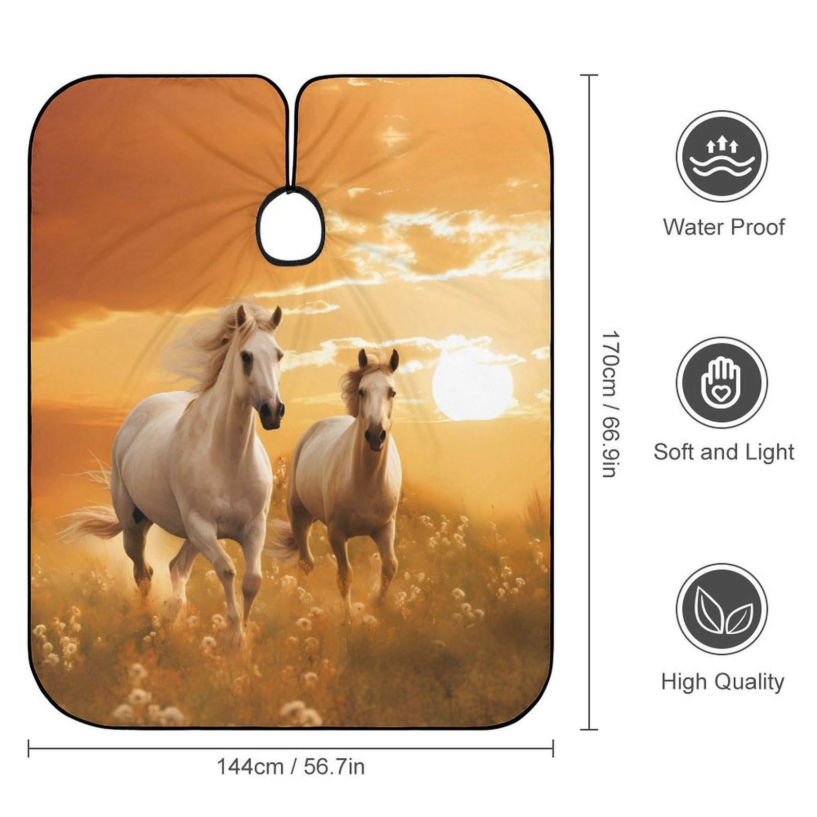 Running Horses Hair Cutting Cape for Men Women Waterproof Barber Cape Adjustable Salon Haircut Capes