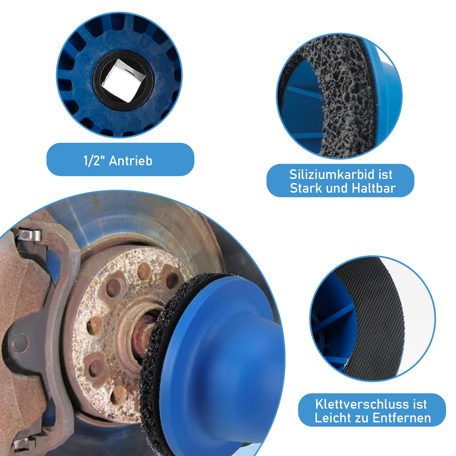 Lijadora de Cubos de Rueda de 1/2 Pulgada, Accesorio para Llave de Impacto, Limpiador de Bujes de Rueda Multiherramienta, para Cubos de Automóviles de hasta 150 mm