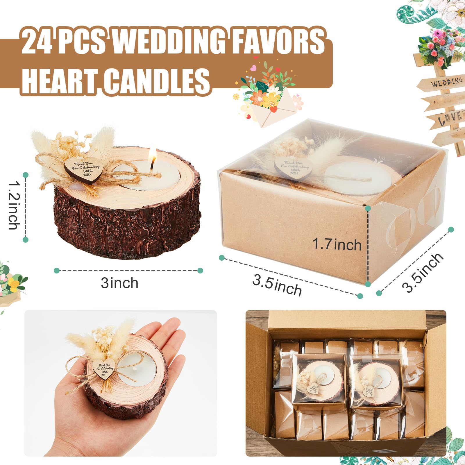 24 portavelas rústicos de Boda, Recuerdos y Decoraciones de Despedida de Soltera