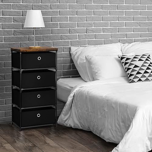 Miniatura 7 de HAITRAL - Cajonera de almacenamiento de tela, organizador de cajones para ropa - Unidad organizadora de almacenamiento de 4 cajones para armario