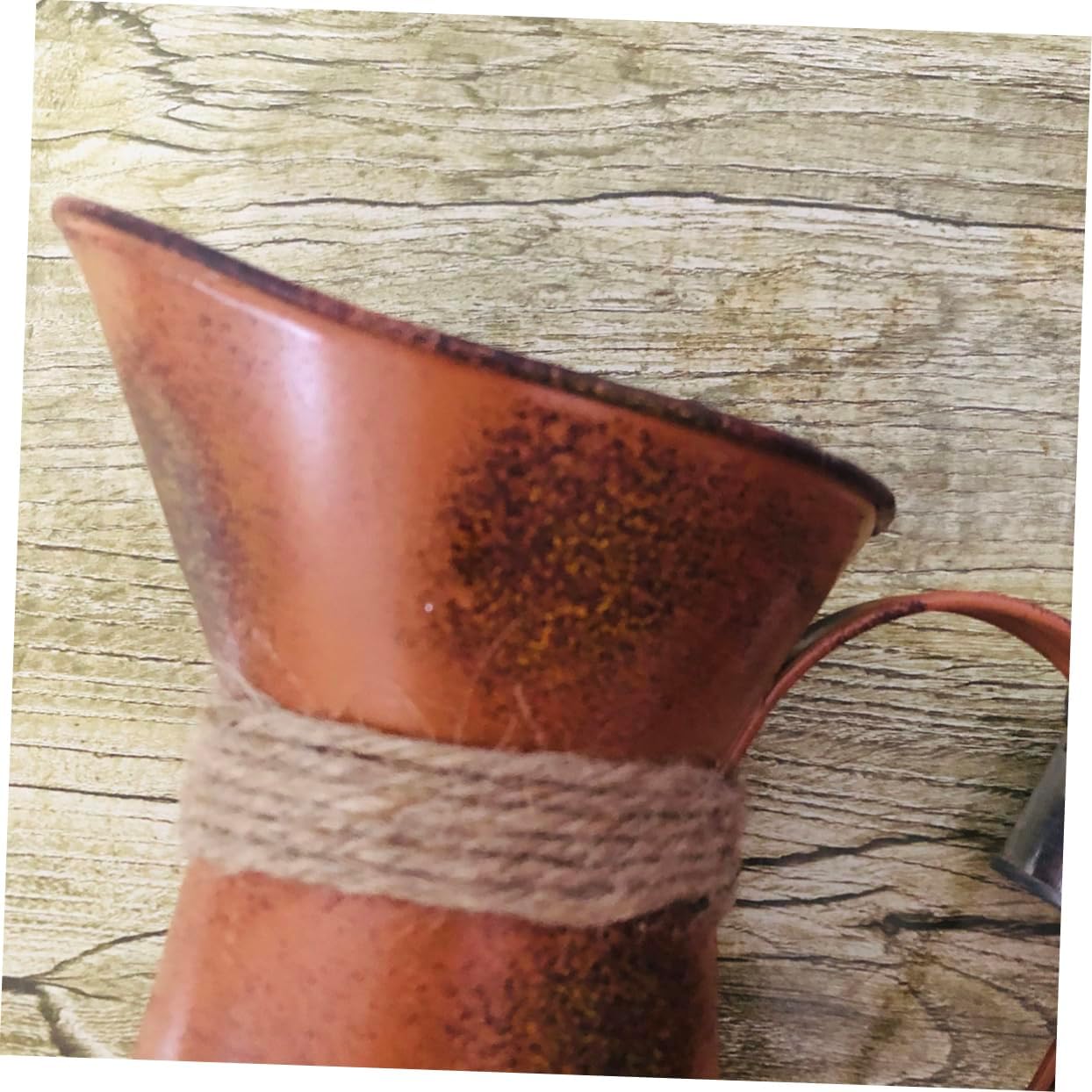 Orange Iron Coffee Pitcher Decor with Blackboard for Dried Flowers