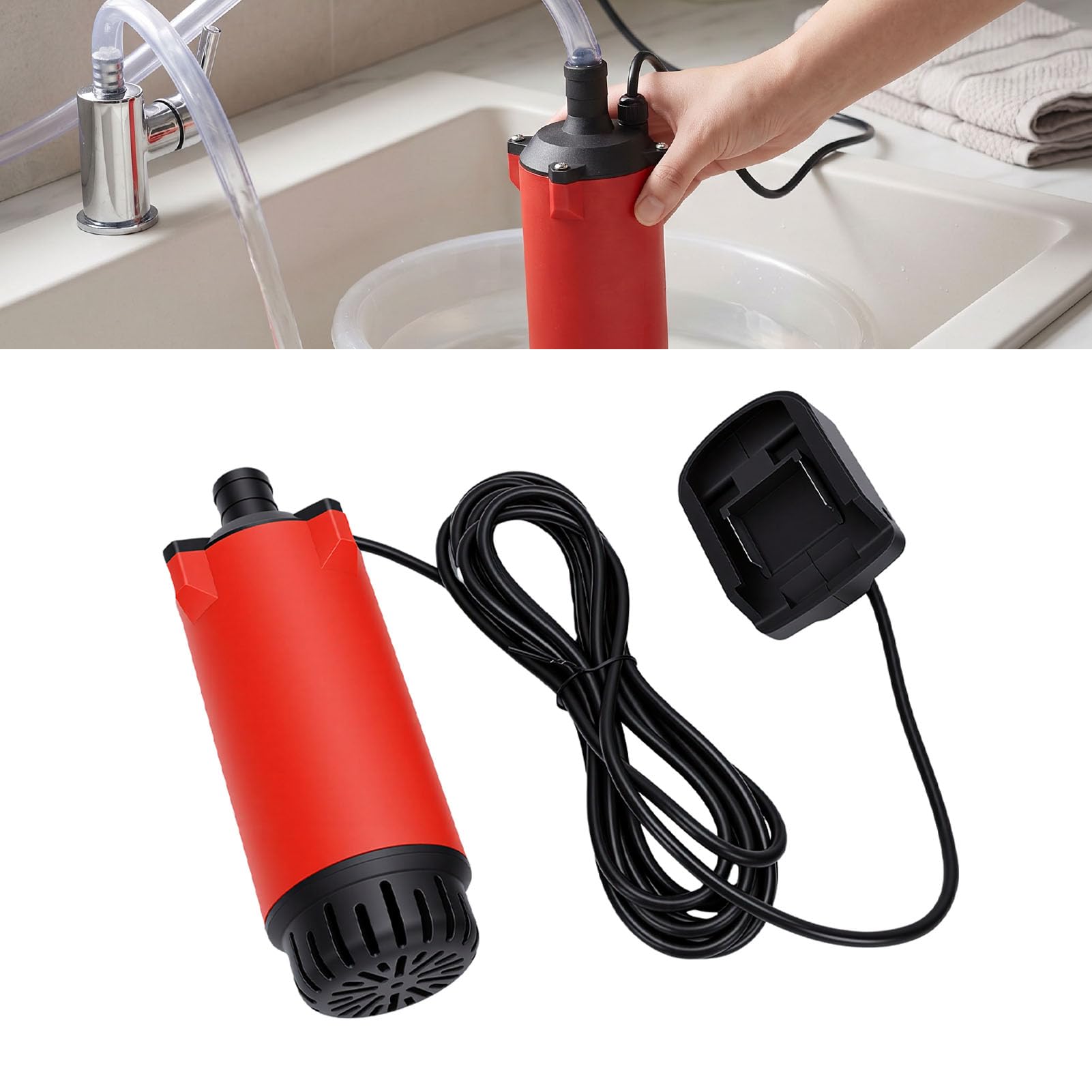 Fafeicy Bomba Sumergible Inalámbrica para Batería de 18 V, Bomba de Transferencia de Agua Portátil 120L/H