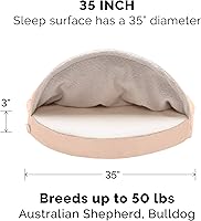 Vista 2 de Furhaven Cama redonda de espuma viscoelástica de 35" para perros grandesmedianos con funda extraíble y lavable, para perros de hasta 50 libras