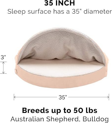 Miniatura 2 de Furhaven Cama redonda de espuma viscoelástica de 35" para perros grandesmedianos con funda extraíble y lavable, para perros de hasta 50 libras -