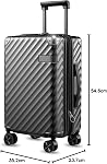LUGGEX Carry On Luggage for Airplanes, Polycarbonate Expandable Hard Shell Suitcase for Travelling, Charcoal Metallic
