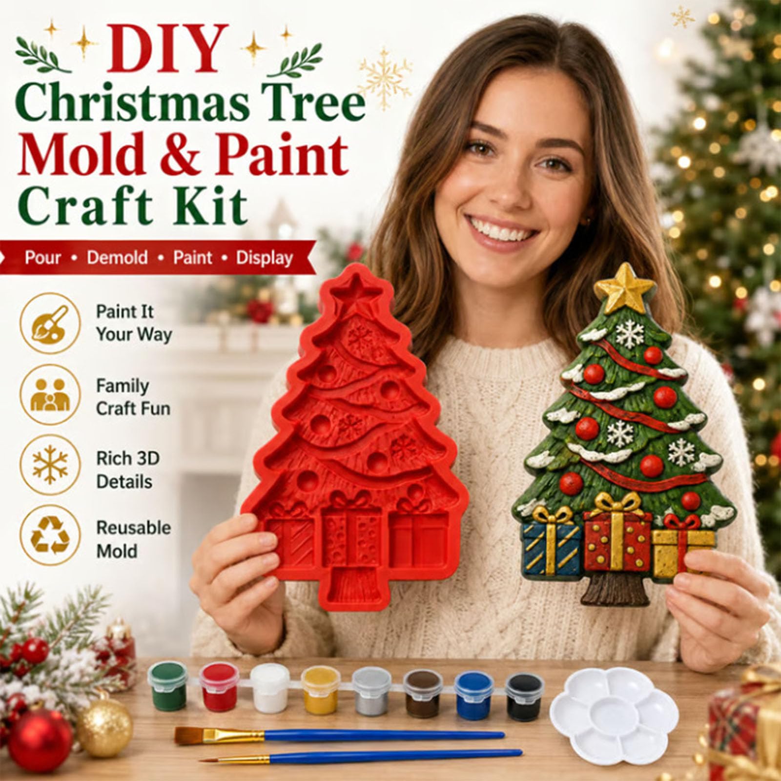 Generico Kit fai da te per creare e dipingere un albero di Natale (2SET)