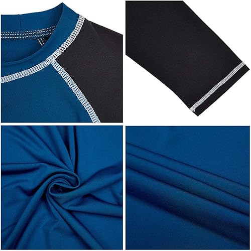 Miniatura 5 de Camiseta de natación de manga larga para hombre, protección solar UPF 50+, protección solar UV, atlética, entrenamiento, correr, senderismo, traje