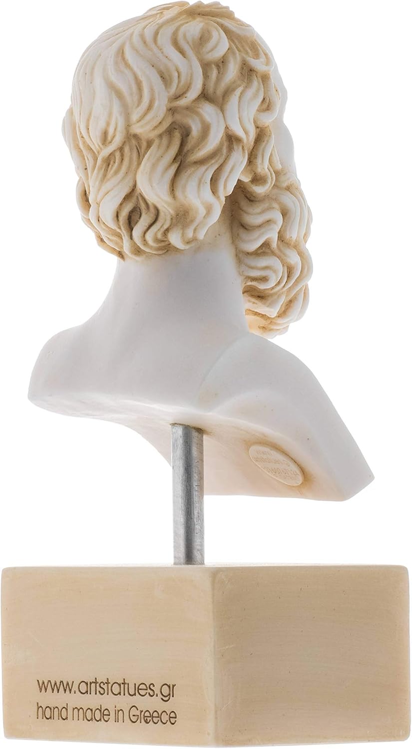 Greek Philosopher Socrates Bust Alabaster Statue Gold Tone Sculpture Athens Academy Marble Base