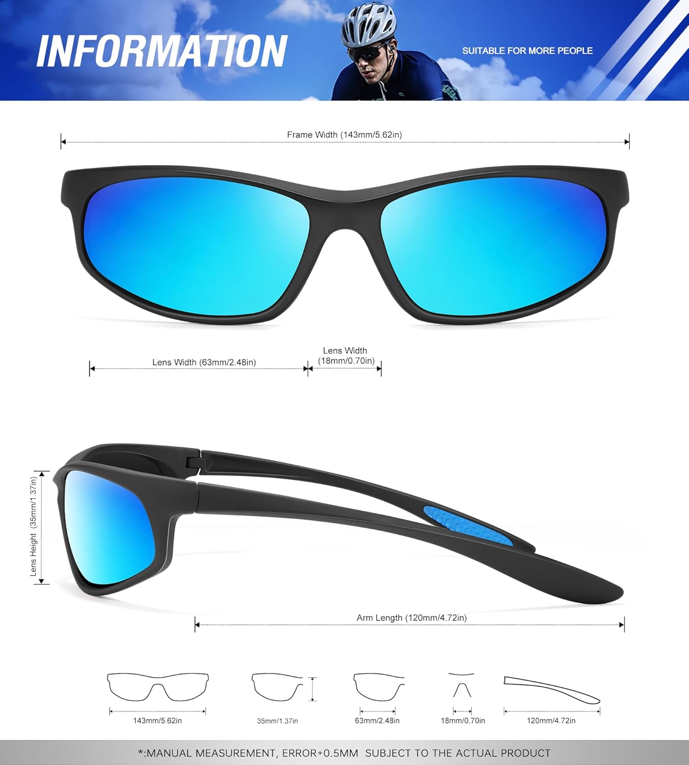 KALIYADI Mens-Sunglasses Polarized Sunglasses-Men Sports: Sport Sun Glasses for Running Cycling Fishing with UV Protection - Image 6