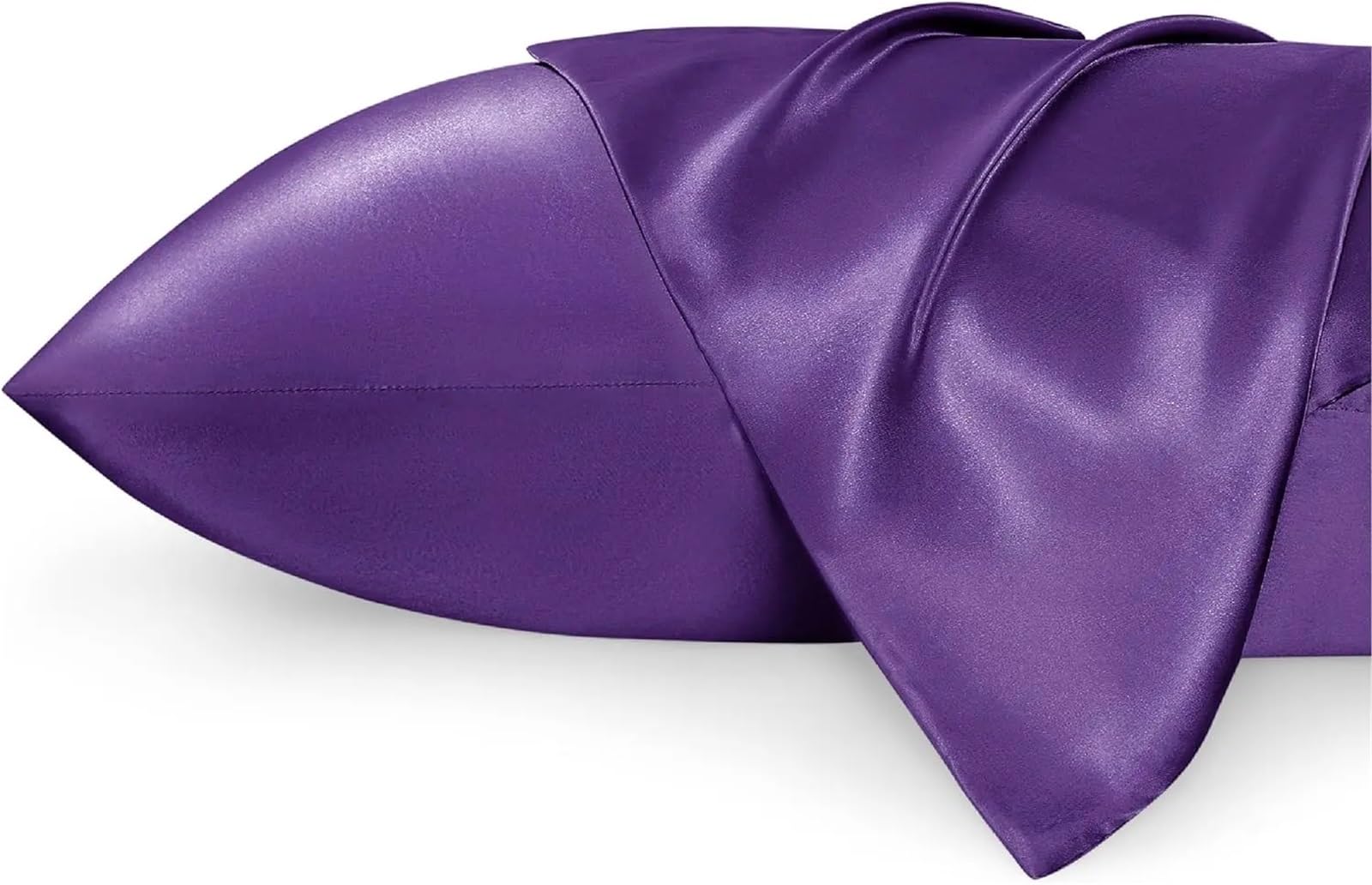 2PCS Satin Pillowcase for Hair and Skin Silky with Envelope Closure for Bedding(Purple,51x76 cm)