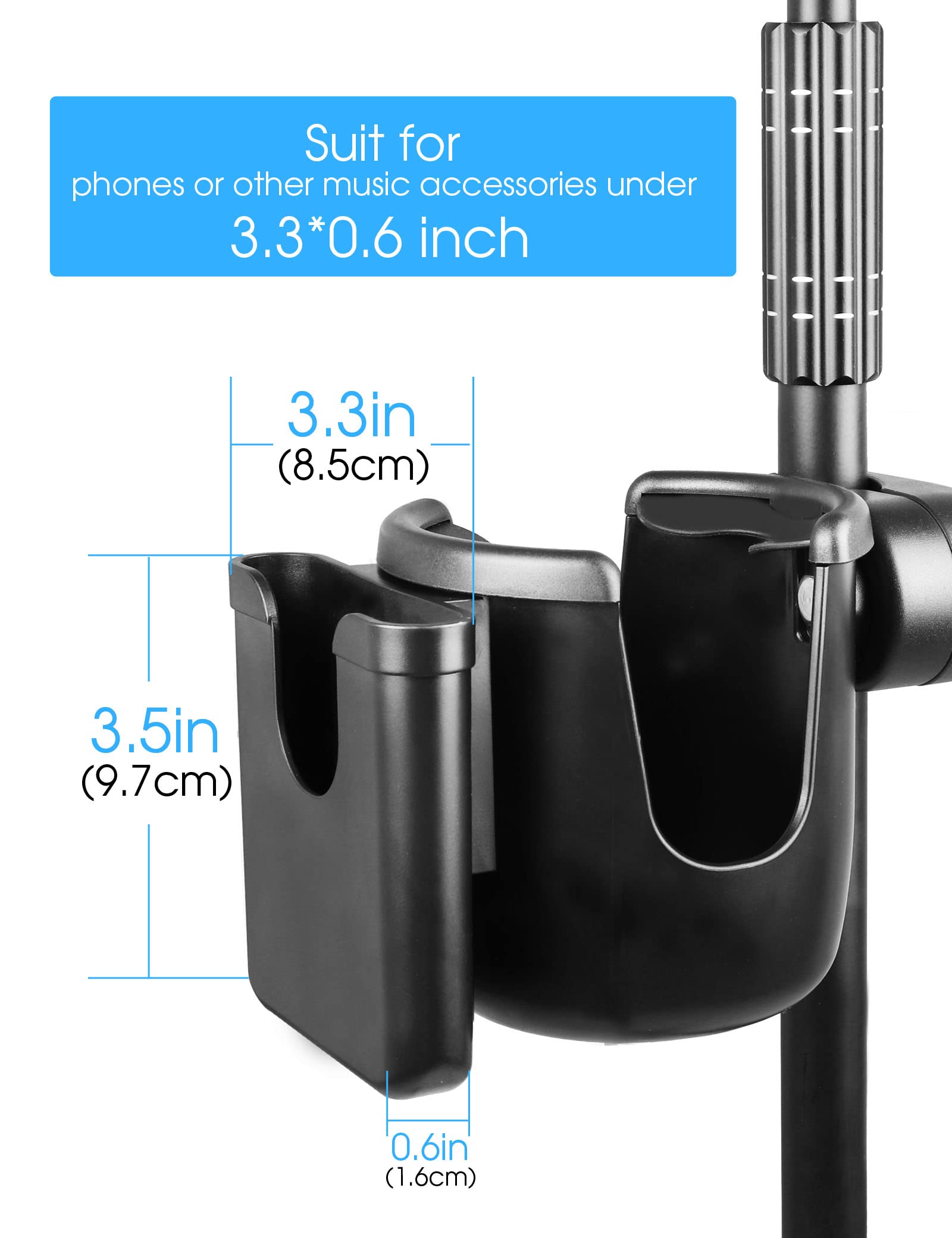 Mr.Power Support de micro avec support de téléphone, porte-bouteille universel 2 en 1 pour pupitre, perche