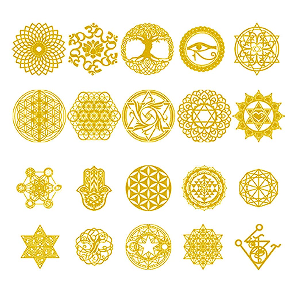 Noasr Gold Ocobudbxw 20Pcs Sacred Geometric Copper Orgonite Sticker Flower Life Tree Diy Energy Tower Pyramid Material Epoxy Resin Art Crafts