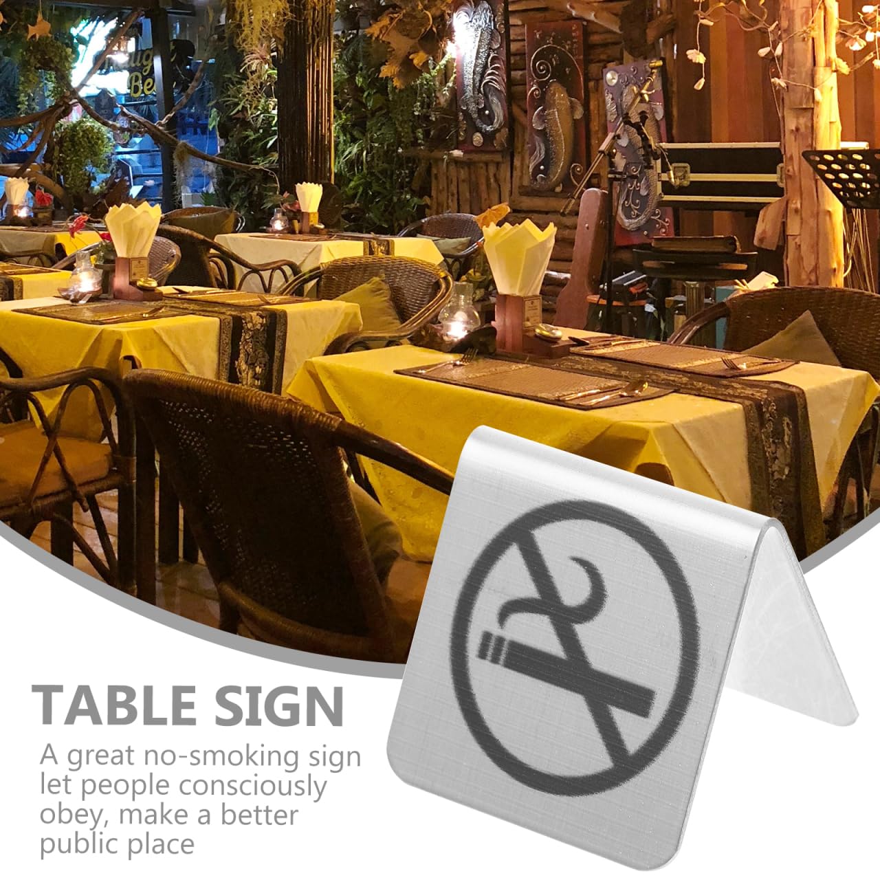OUNONA Panneau De Table Inoxydable Double Face Interdit De Fumer Pour Restaurants Bureaux Espaces Publics 7.9X2X2 Pouces Signalétique Non Fumeurs Durable Facile À Nettoyer