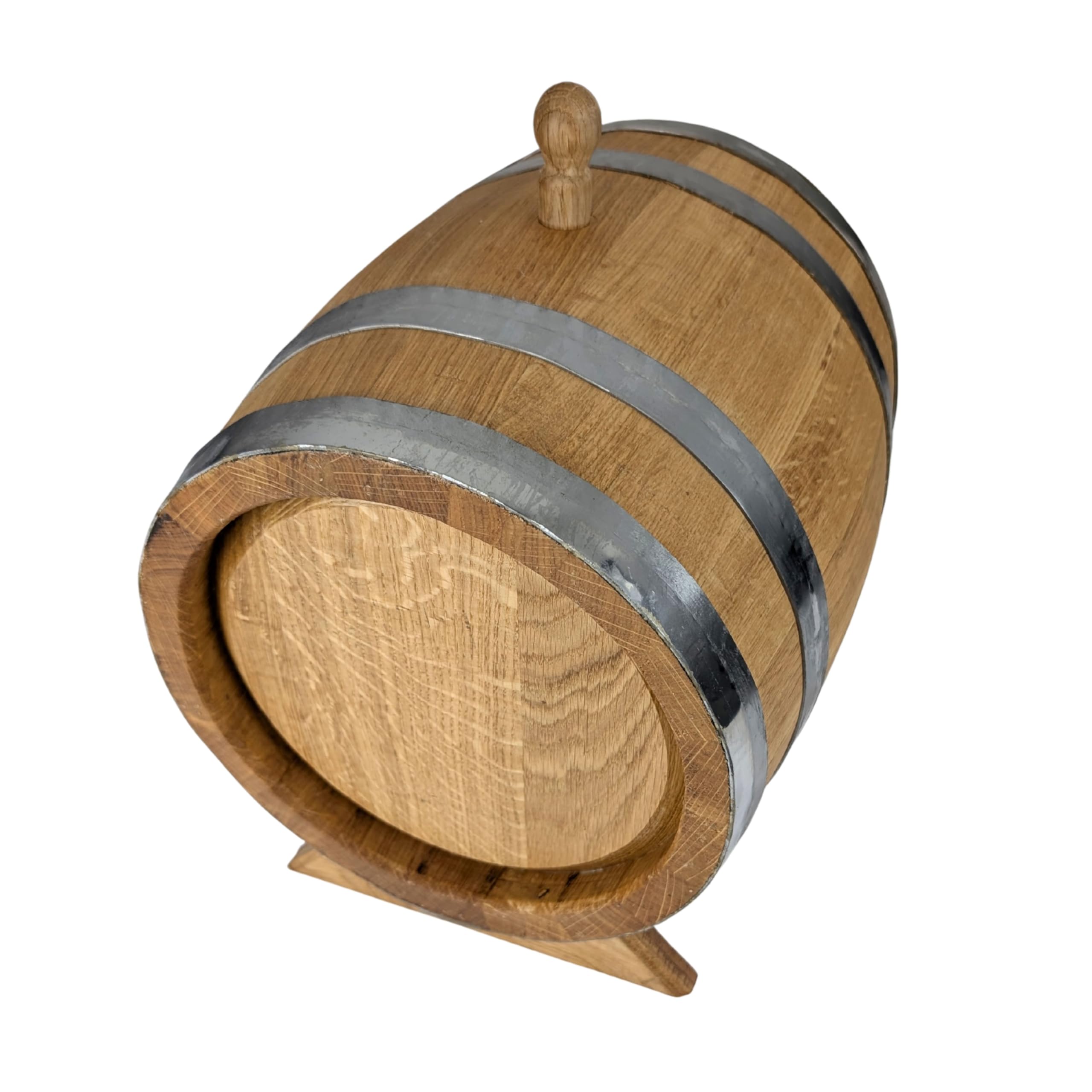 Eichenholzfass Holzfass 10L OHNE Hahnbohrung – Handgefertigtes Reifefass aus Stieleiche für Whisky, Wein & Schnaps – Innen ausgebrannt (Medium+), Edelstahlreifen, gewachst