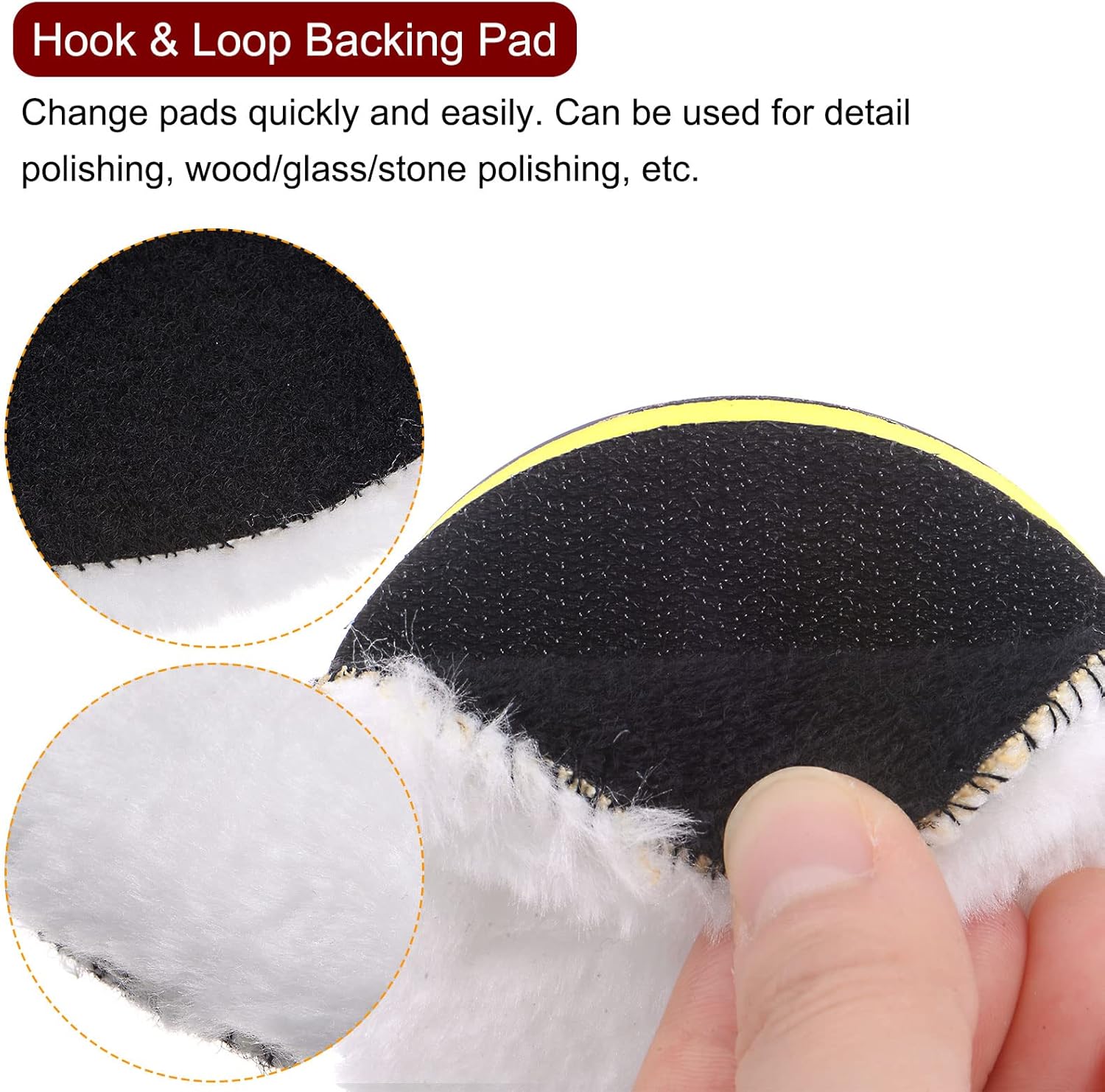 HARFINGTON 4pcs 3 Inch Wool Buffing Pad 3" Wool Buffer Polishing Pads Set Buffing Wheel Kit with M10 Drill Adapter for Orbital Polisher Buffer