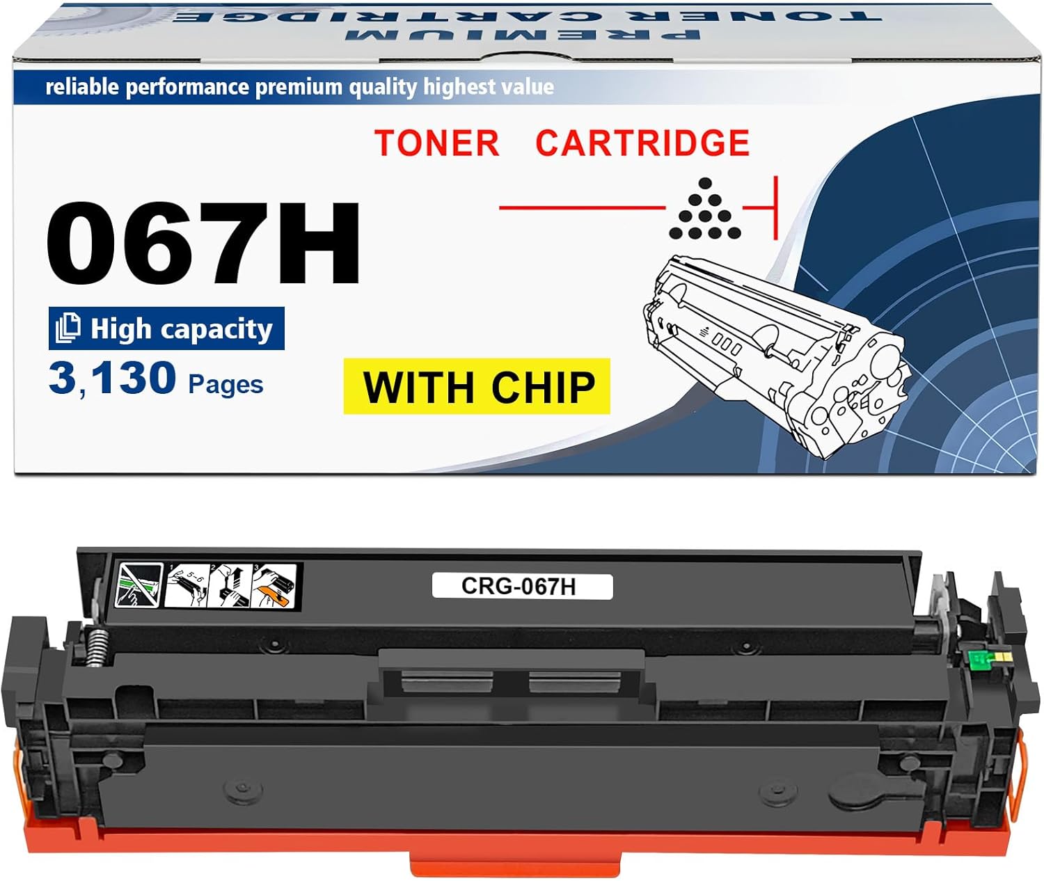 067H CRG067H Black Toner Cartridge High Capacity Compatible for Canon imageCLASS LBP632Cdw MF653Cdw MF654Cdw MF656Cdw LBP633Cdw Printers Indicate Toner Level (Black*1)