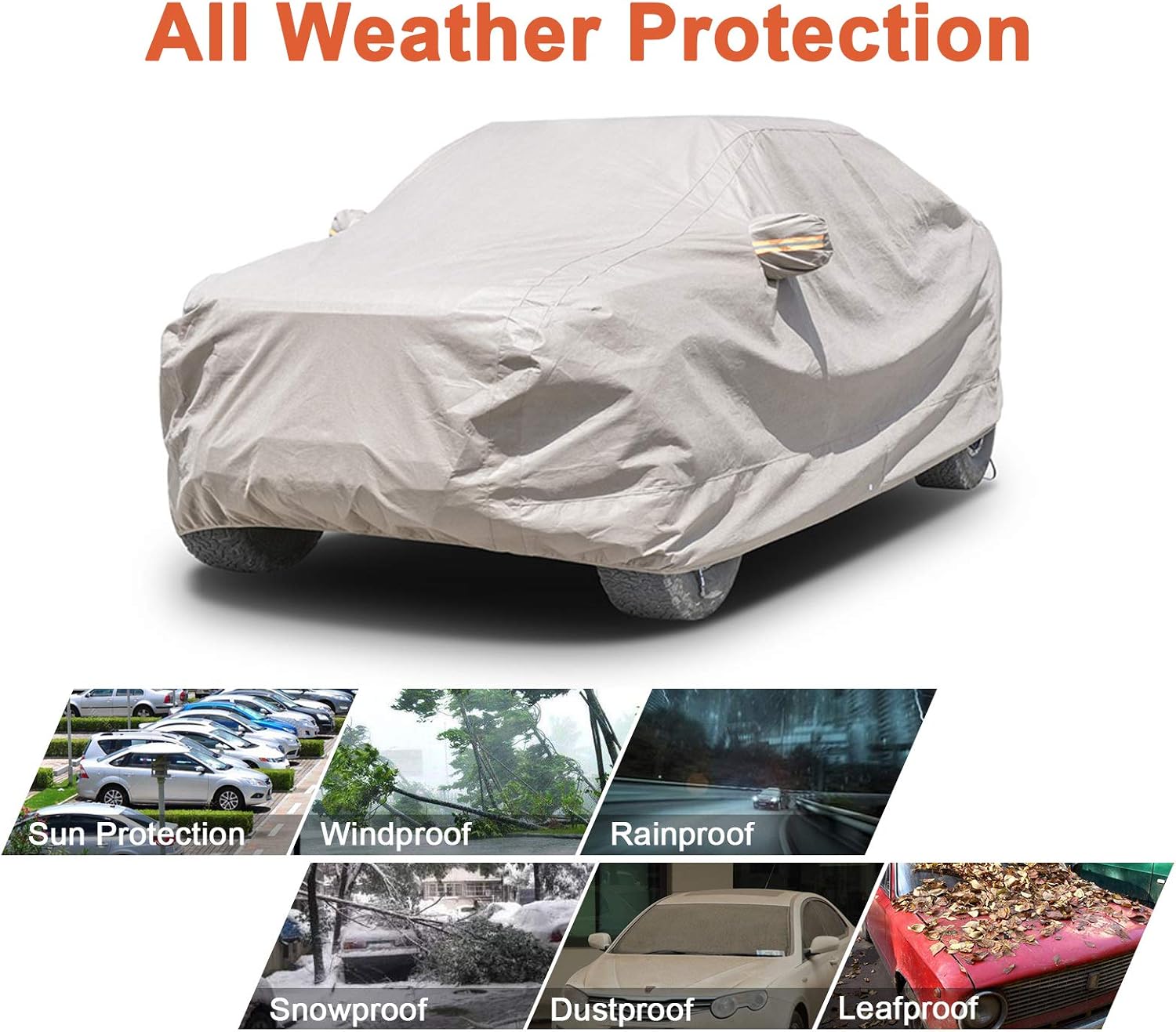 Coverado Thick Shell Car Cover Waterproof Windproof Snowproof All Season Weather-Proof Fit for Ford F150 Ram 1500 Chevy Silverado Toyota Tundra GMC Sierra Full Size Truck Length Up to 252"