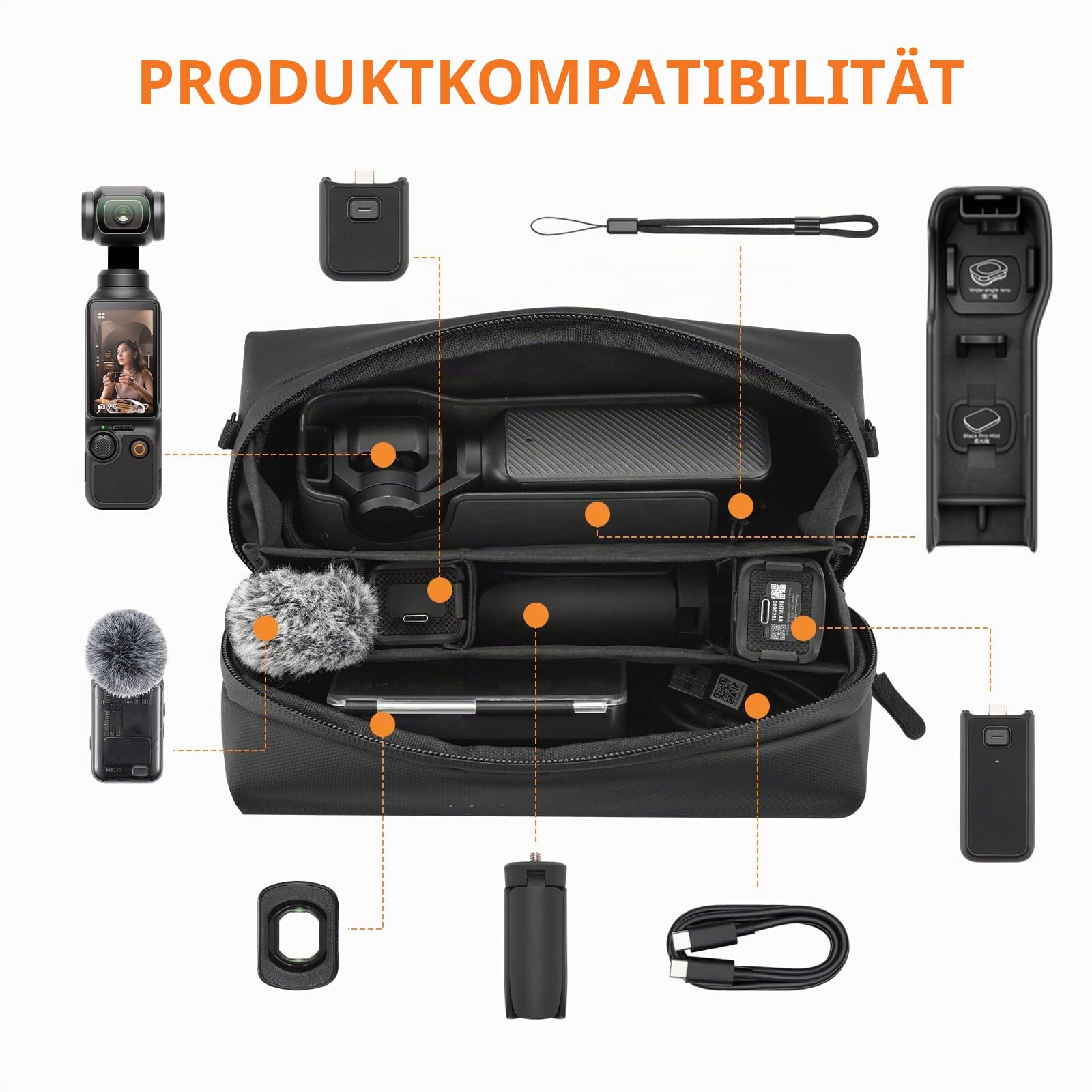 Pocket 3 Tasche für DJI Osmo Pocket 3, Tragetasche Aufbewahrungstasche Schutzhülle, Schultertasche Case, Handtasche für DJI Osmo Pocket 3 Creator Combo Kamera Zubehör