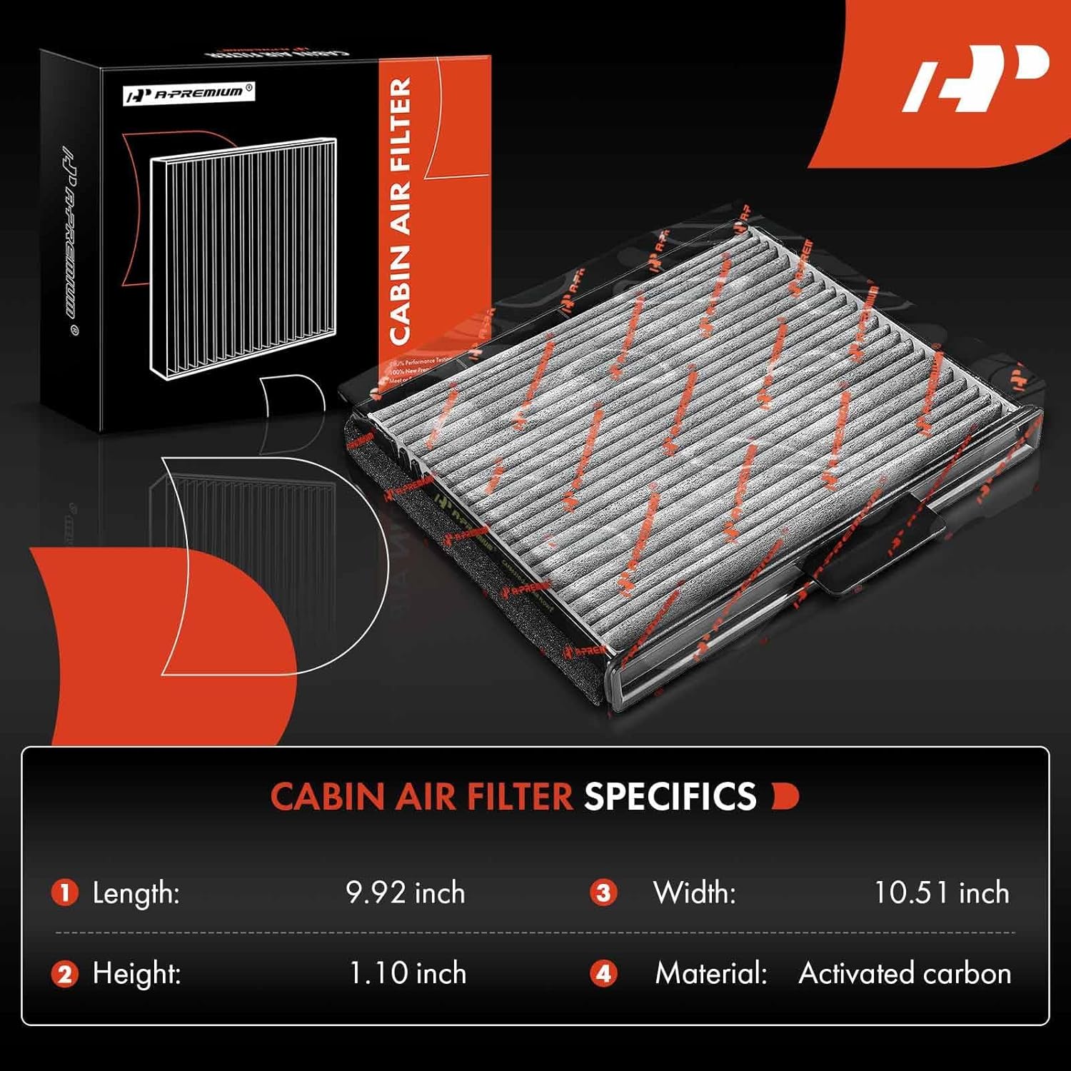 A-Premium 2-PC Cabin Air Filter with Activated Carbon Compatible with Ford F-150 1997-2004, F-250, F-350, Expedition, F-150 Heritage, F-250 HD, F Super Duty, F-53, F-59 & Lincoln Blackwood, Navigator