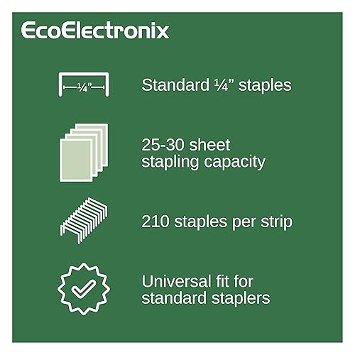 Miniatura 4 de EcoElectronix Grapas estándar  Grapas sin atascos compatibles con la mayoría de engrapadoras de escritorio, 14 pulgadas de longitud, 210 grapas por
