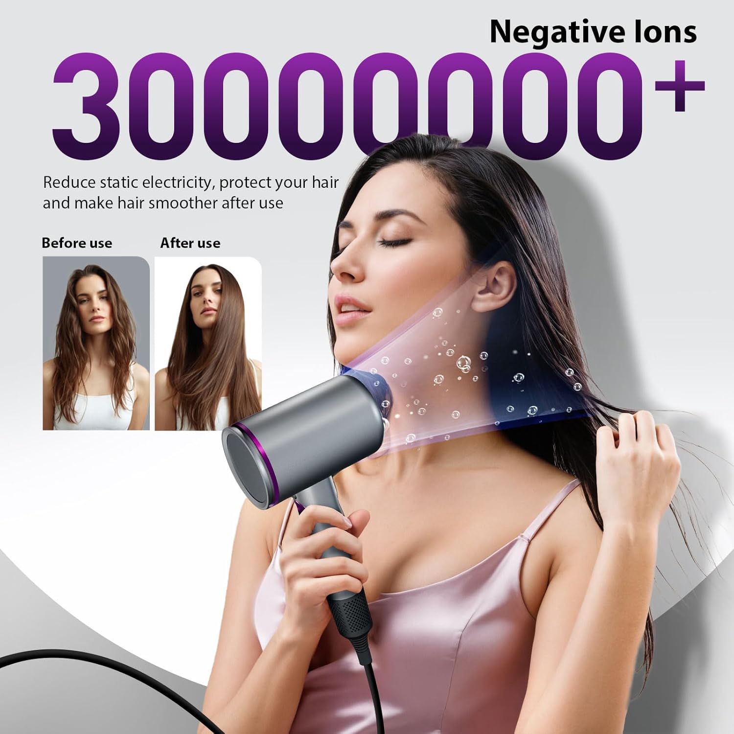 Novus Hair Dryer with Diffuser,Lightweight Hair Dryer for Fast Drying,Low Noise,2 Heat & 3 Speed Settings,for Home Travel