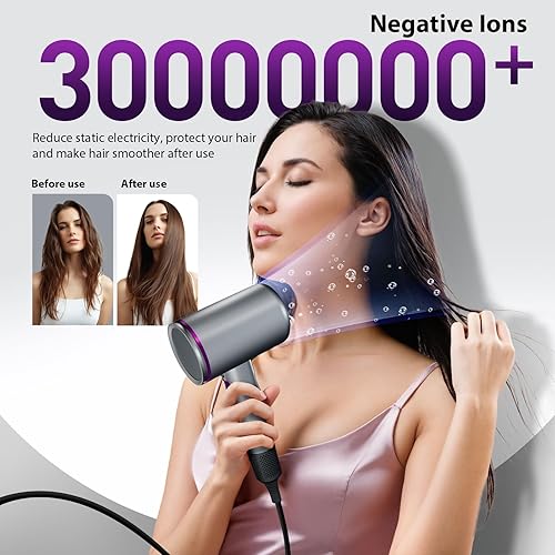 Miniatura 2 de Novus - Secador de pelo con difusor, secador de pelo ligero para secado rápido, bajo ruido, 2 ajustes de calor y 3 velocidades, para viajes en casa