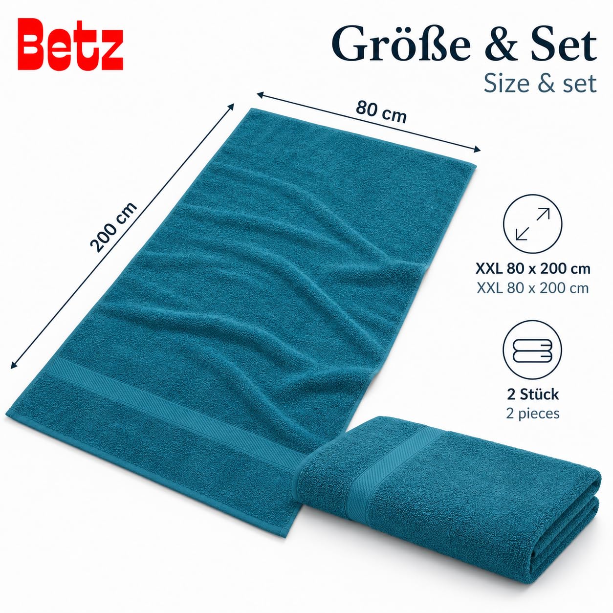 Betz Lot de 2 Serviettes à Sauna Palermo 100% Coton 80x200cm Couleur petrole