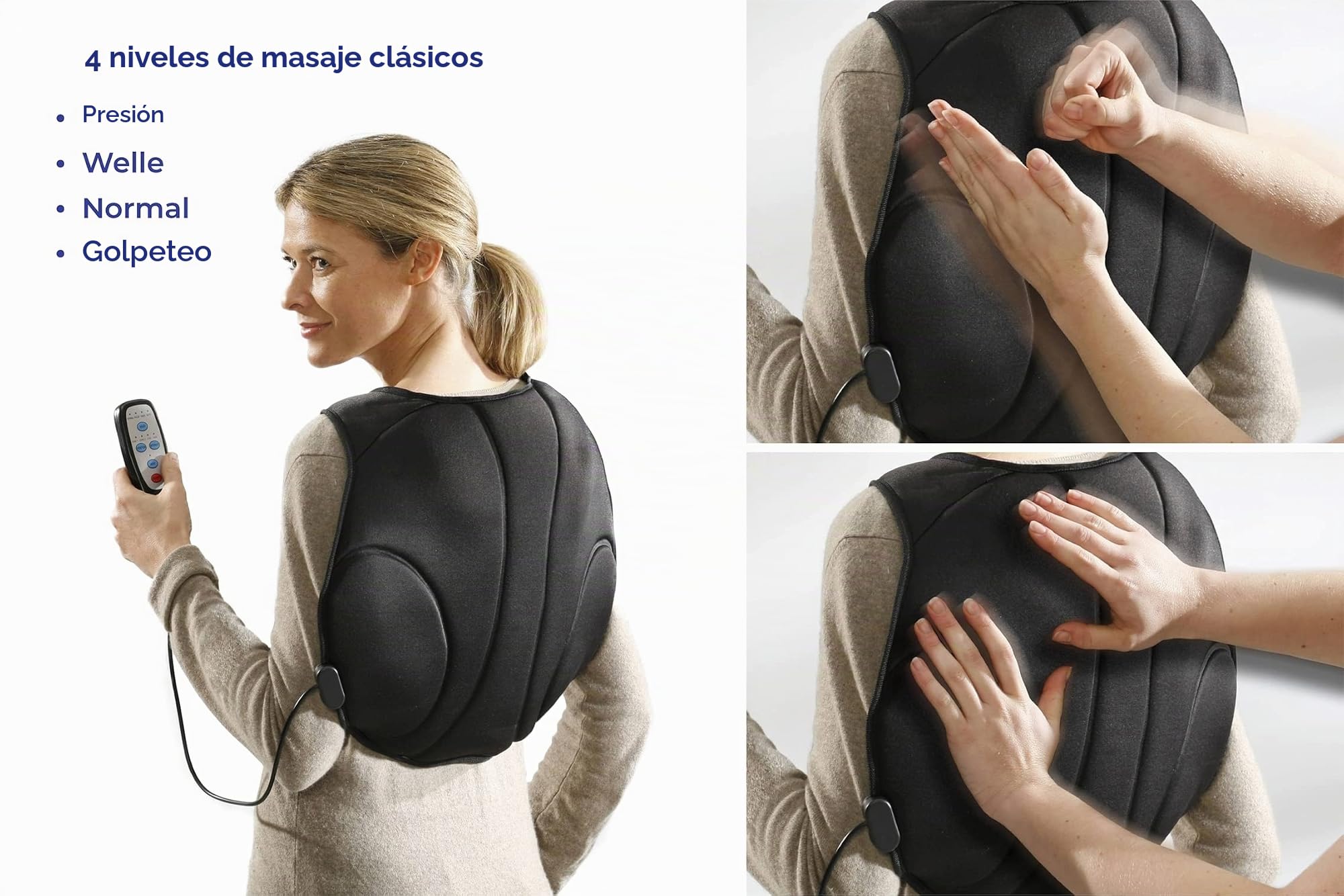 Maximex Masajeador de espalda y cuello – Masajeador con 4 funciones, plástico (ABS), 23,5 x 35 x 17 cm, antracita