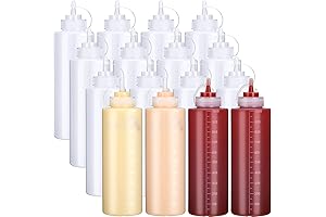 Hoolerry 32oz Bulk Plastic Bottles with Caps - Perfect for Sauces, Dressings, and More